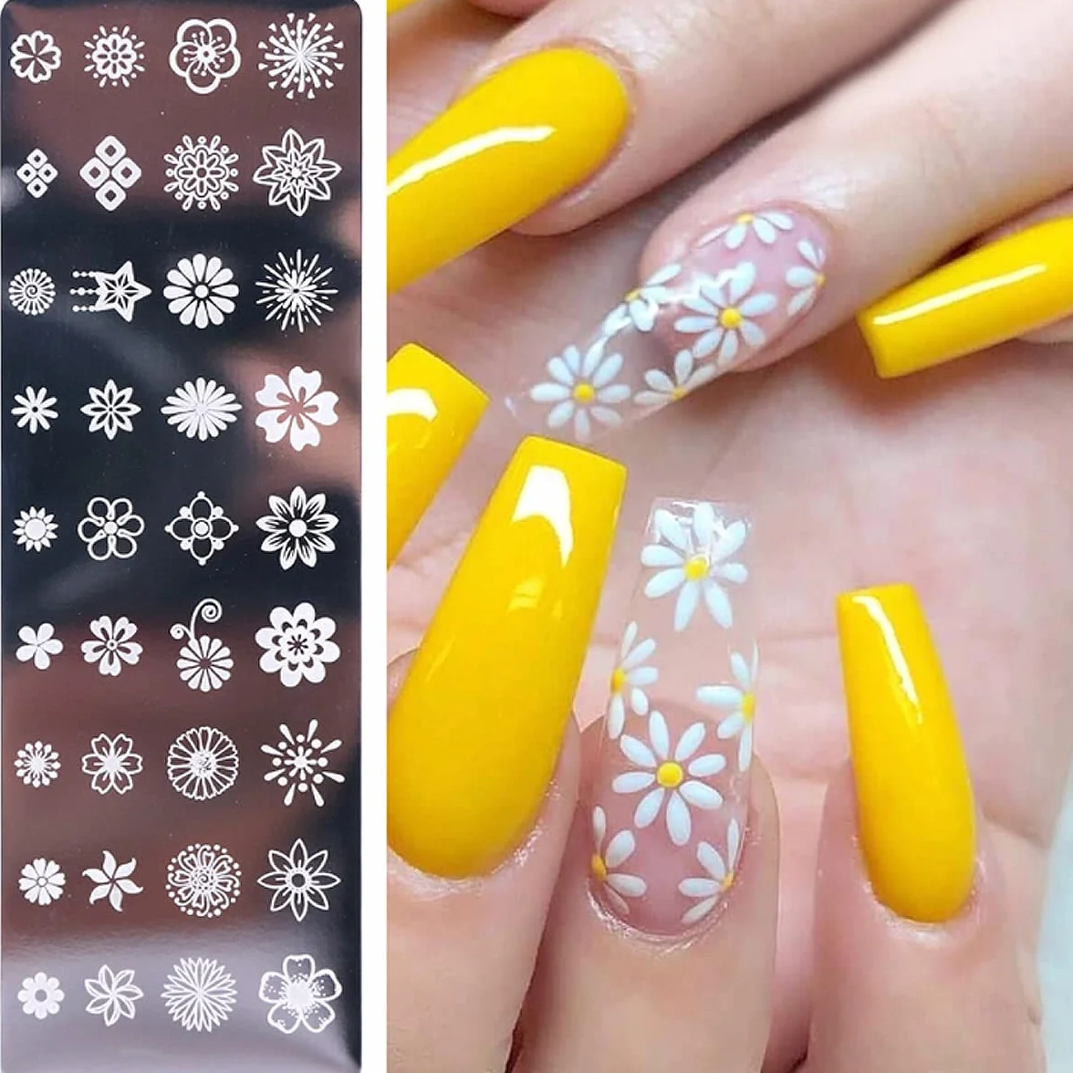 6 Pezzi Set di Nail Art Stamping Stampini, Nail Art Template Stencil Piatti Piastra per Unghie, Unghie e Timbro Stamper Scraper Manicure per Unghie