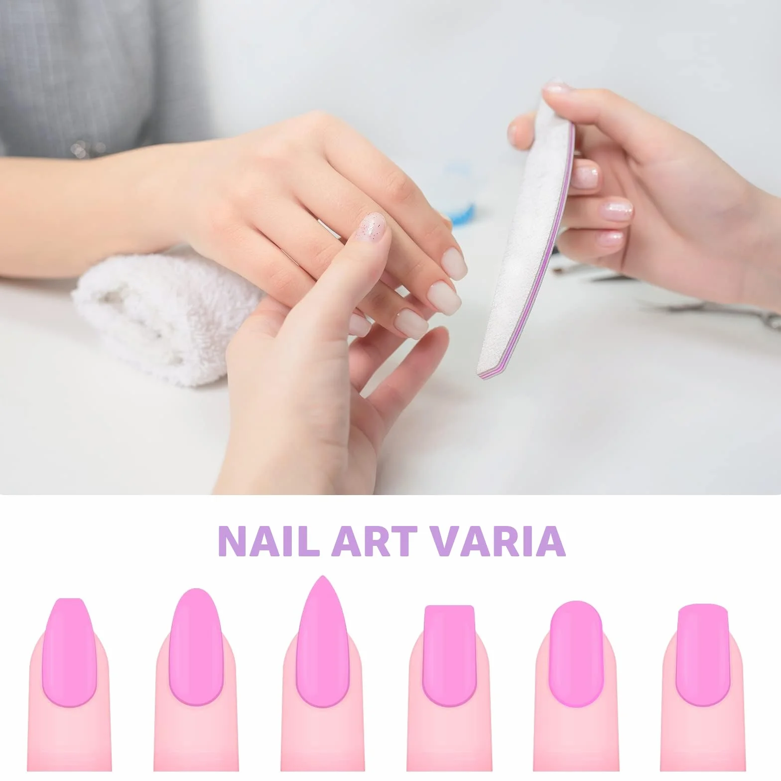 Lima per unghie 20 Pezzi Professionale Doppia Faccia 100/180 Grana Riutilizzabile Gomma Carta Vetro Bianco