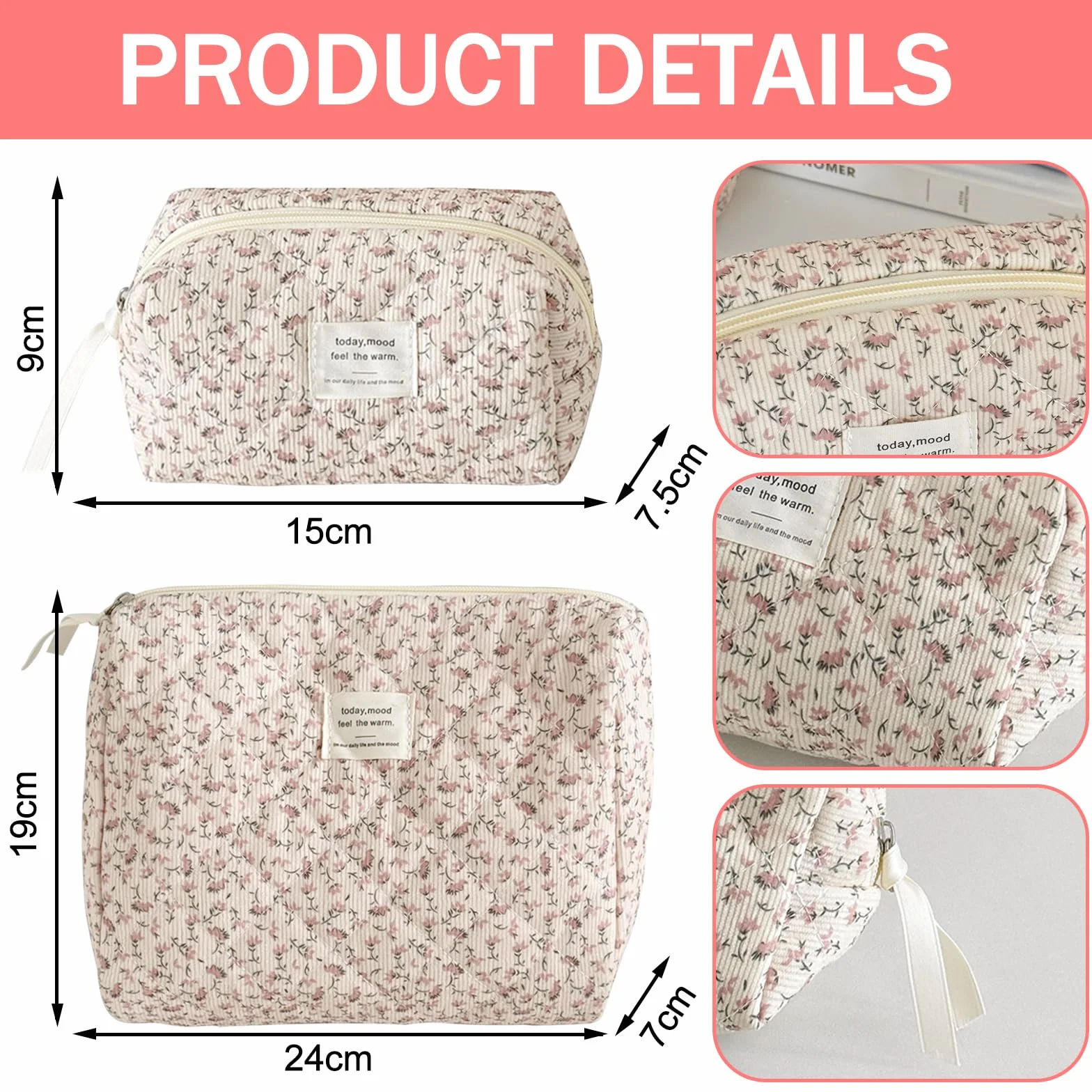 2 Pezzi Borsa per Cosmetici Donna, Borsa per Cosmetici per Donna Personalizzata Iniziale, Trousse Trucchi Organizer, Pochette da Viaggio Mare Elegante, Ideale Come Regalo da Viaggio
