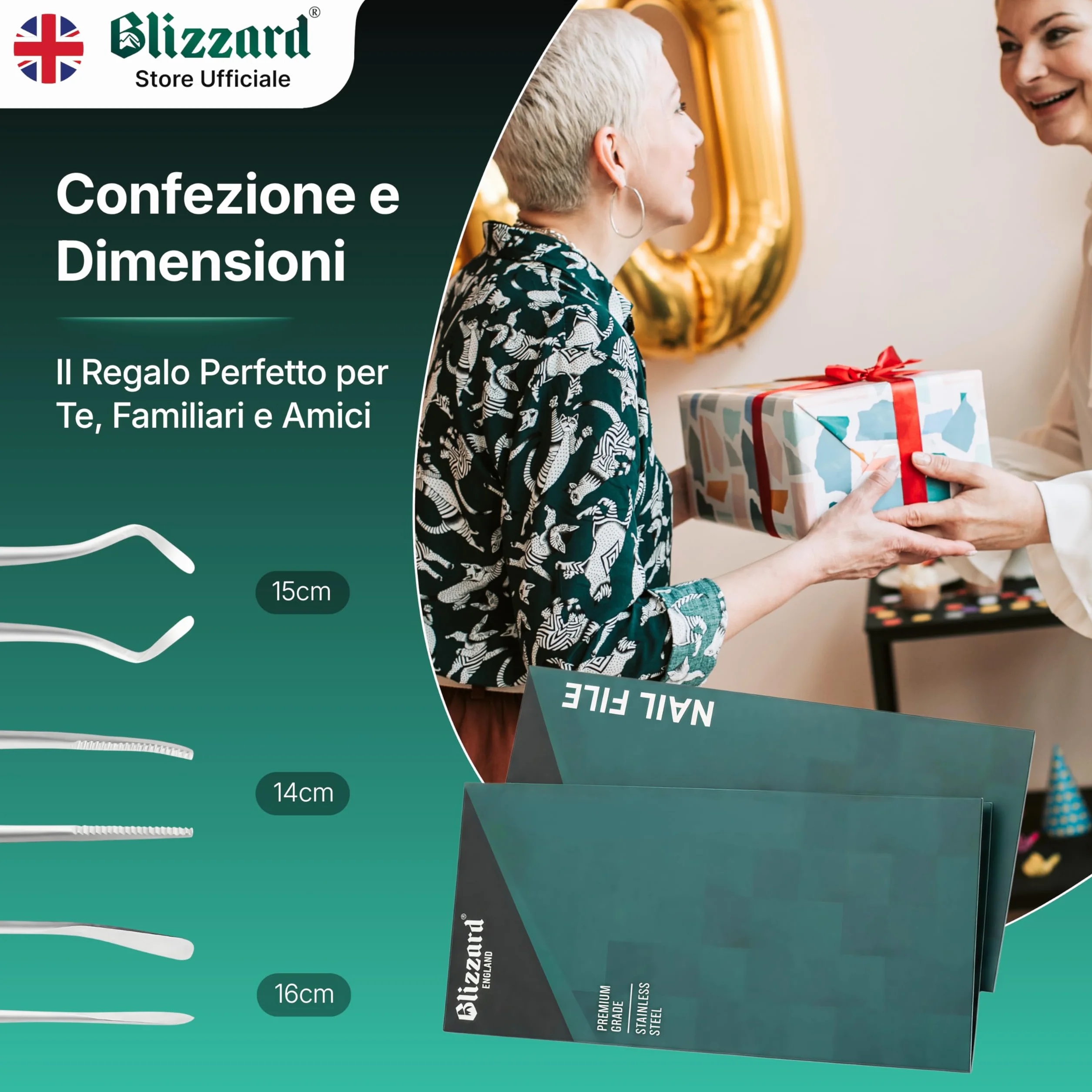 Blizzard Kit Pedicure Professionale 3 Pezzi Ferri da Podologo per Unghie Incarnite Acciaio Inox