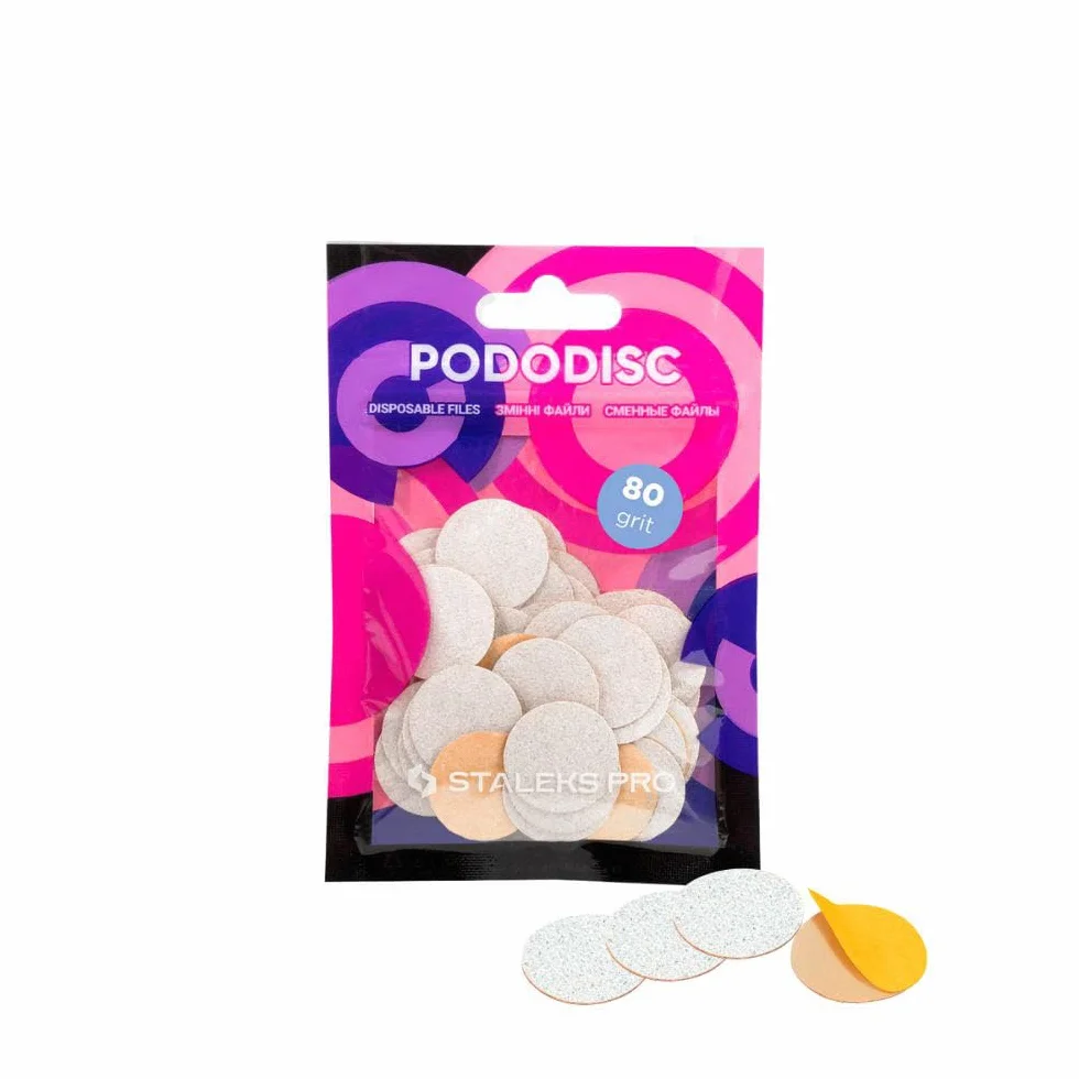 STALEKS PRO Pododisc EXPERT M, 50 dischi abrasivi adesivi da 20 mm per tornio unghie. Pedicure speciali