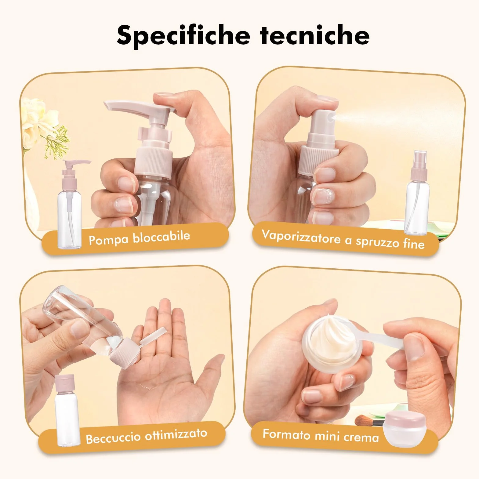Bottiglie da viaggio, 11 pezzi set portatile da riempire Set di bottiglie di plastica flaconi viaggio ricaricabili Kit Contenitori da Viaggio Flaconi con Custodia per Shampoo, Liquidi and Lozione.