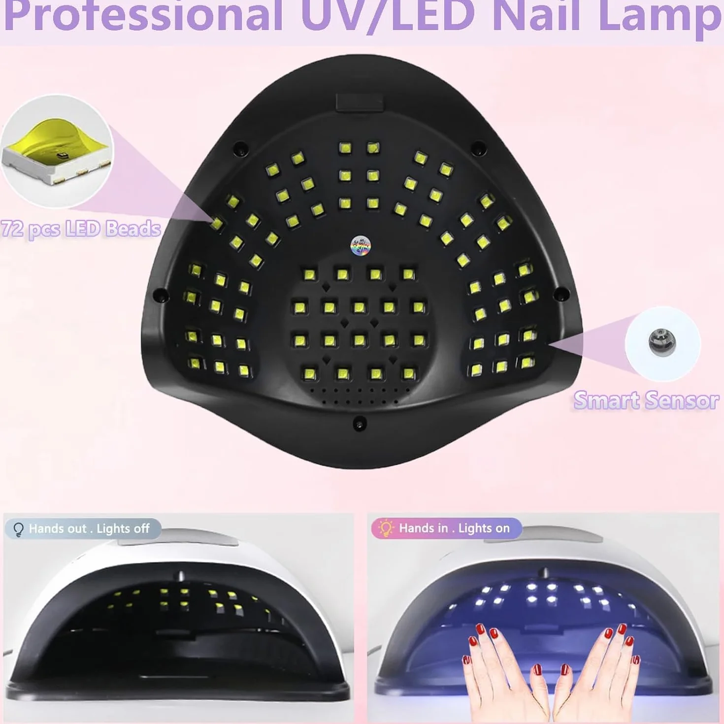 Lampada UV LED per Unghie 320W 72 Perline LED Touch Screen LCD 4 Timer Sensore Automatico Protezione Alta Temperatura