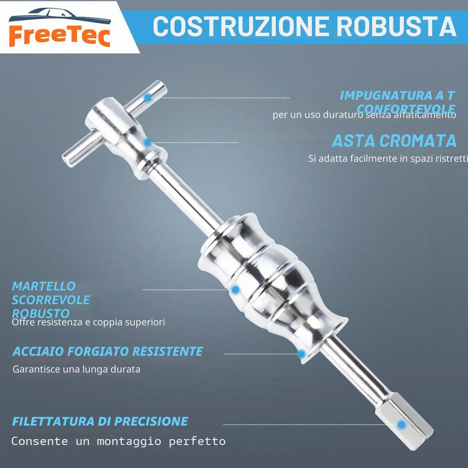 FreeTec 16pz Kit Estrattore Cuscinetti Interni 8-58mm con Martello per Auto Camion Moto