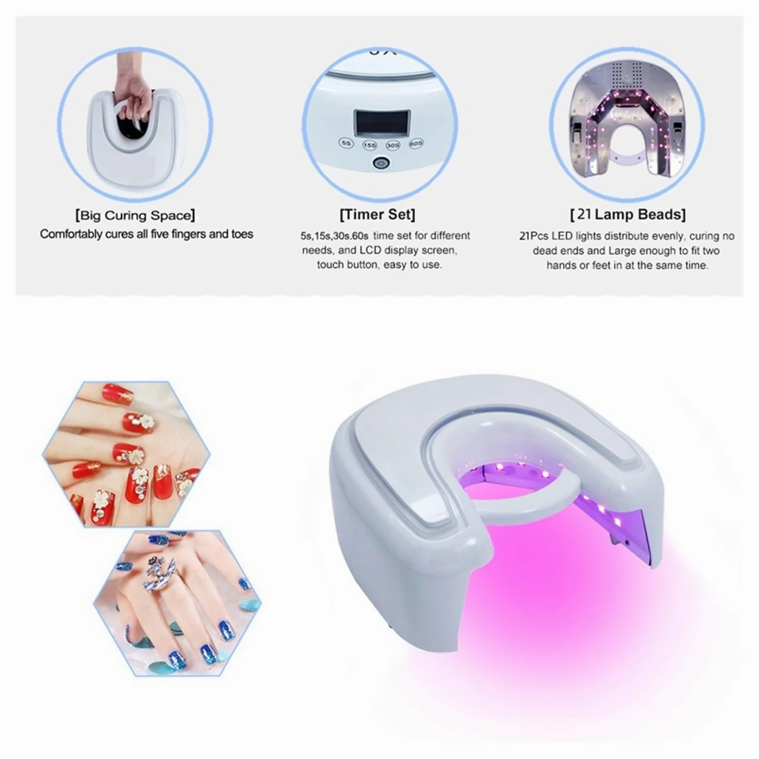 Lampada Unghie, Lampada for unghie a LED UV da 48w Lampada for unghie a LED senza fili Batteria al litio ricaricabile Lampada for unghie a LED UV Lampada for cure professionale Manicure Art per Manicu
