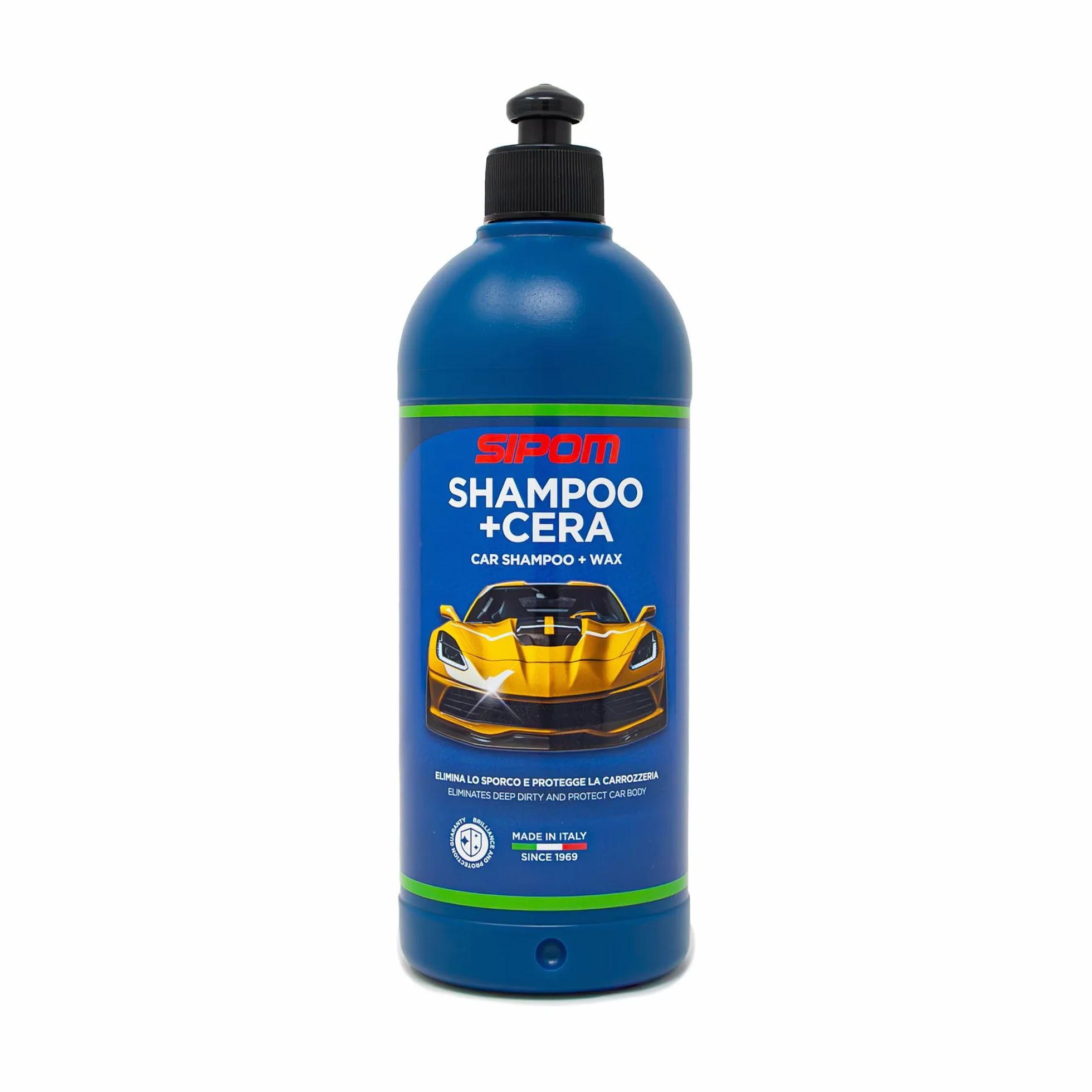 SIPOM Shampoo Auto Professionale con Cera Carnauba pH Neutro 500 ml