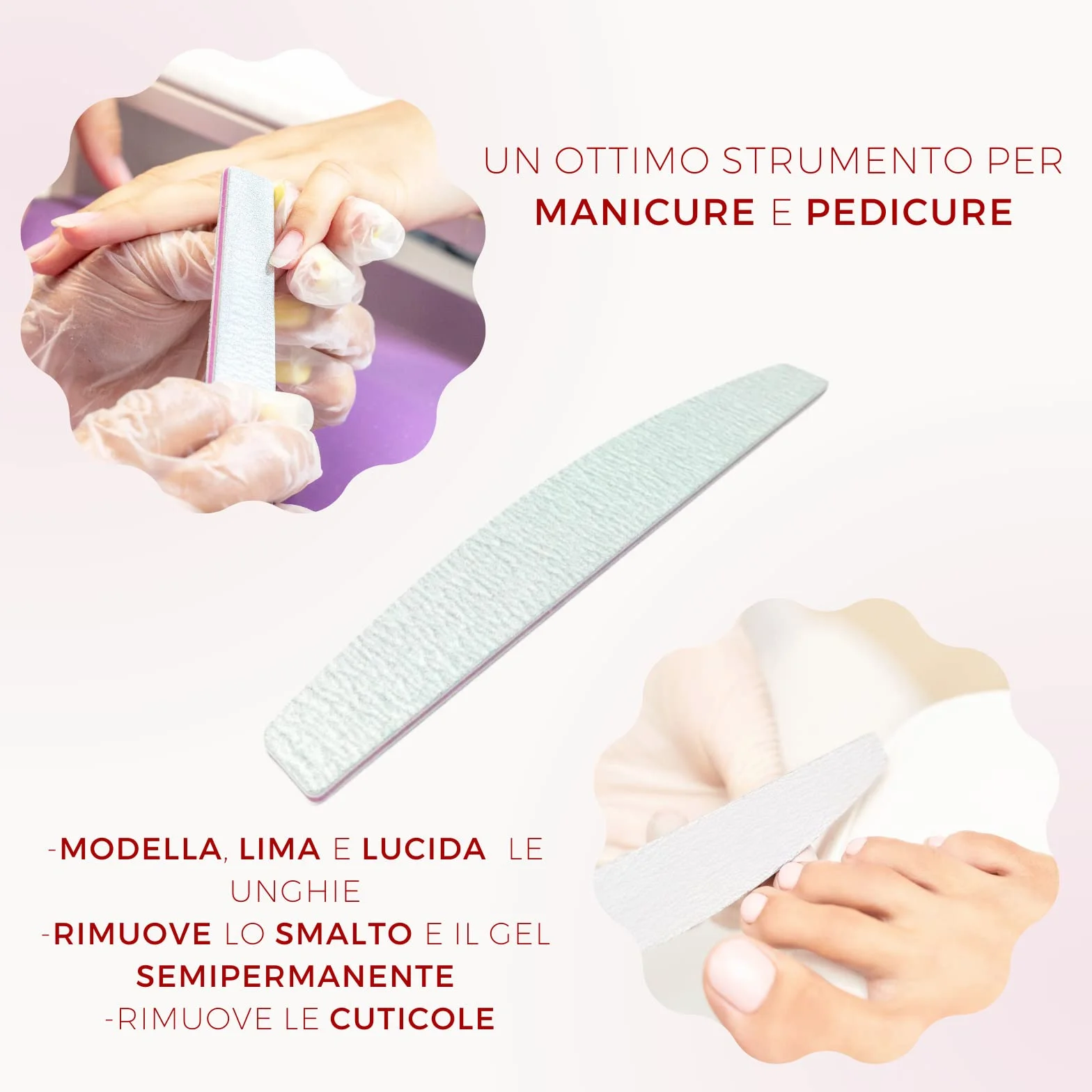 50 PEZZI SQUADO - Lime per Unghie 100 180 Professionali a Mezza Luna Bilaterali Set Limette Ricostruzione Unghie per Gel e Semipermanente Manicure (50 pezzi)