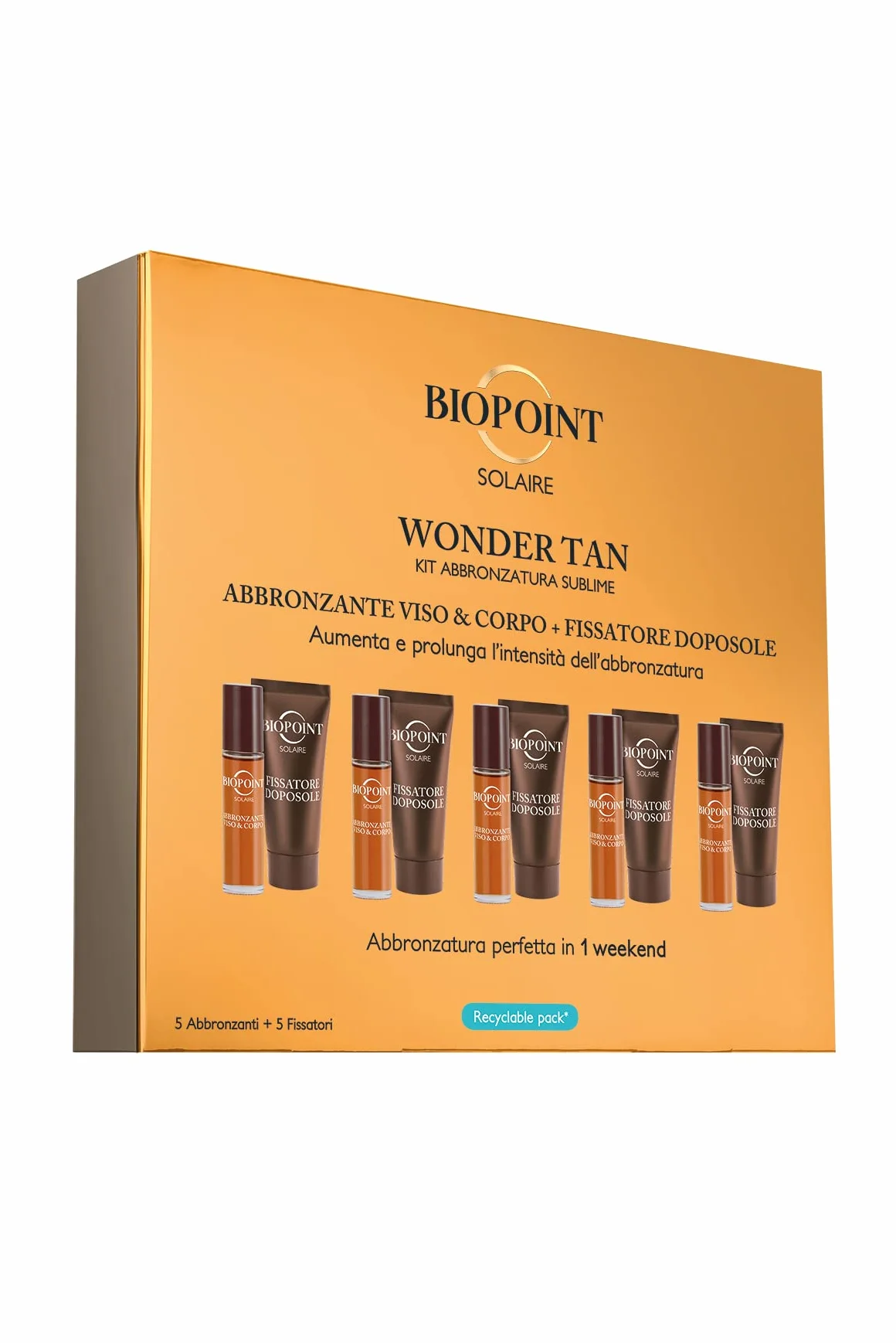 Biopoint Solaire Wonder Tan Kit Olio Abbronzante Viso & Corpo SPF6 10 ml x5 Fissatore Doposole 20 ml x5