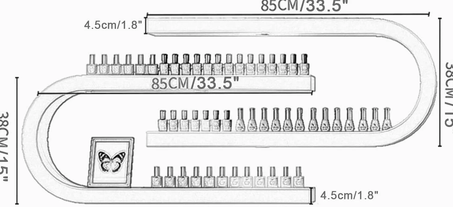 KEuLen Scaffali per Smalti per Unghie Montati Parete, Organizzatore for scaffali polacchi a Parete, Supporto Multifunzionale for Salone/Bellezza/Negozio di Unghie(White,8-Piece Set)