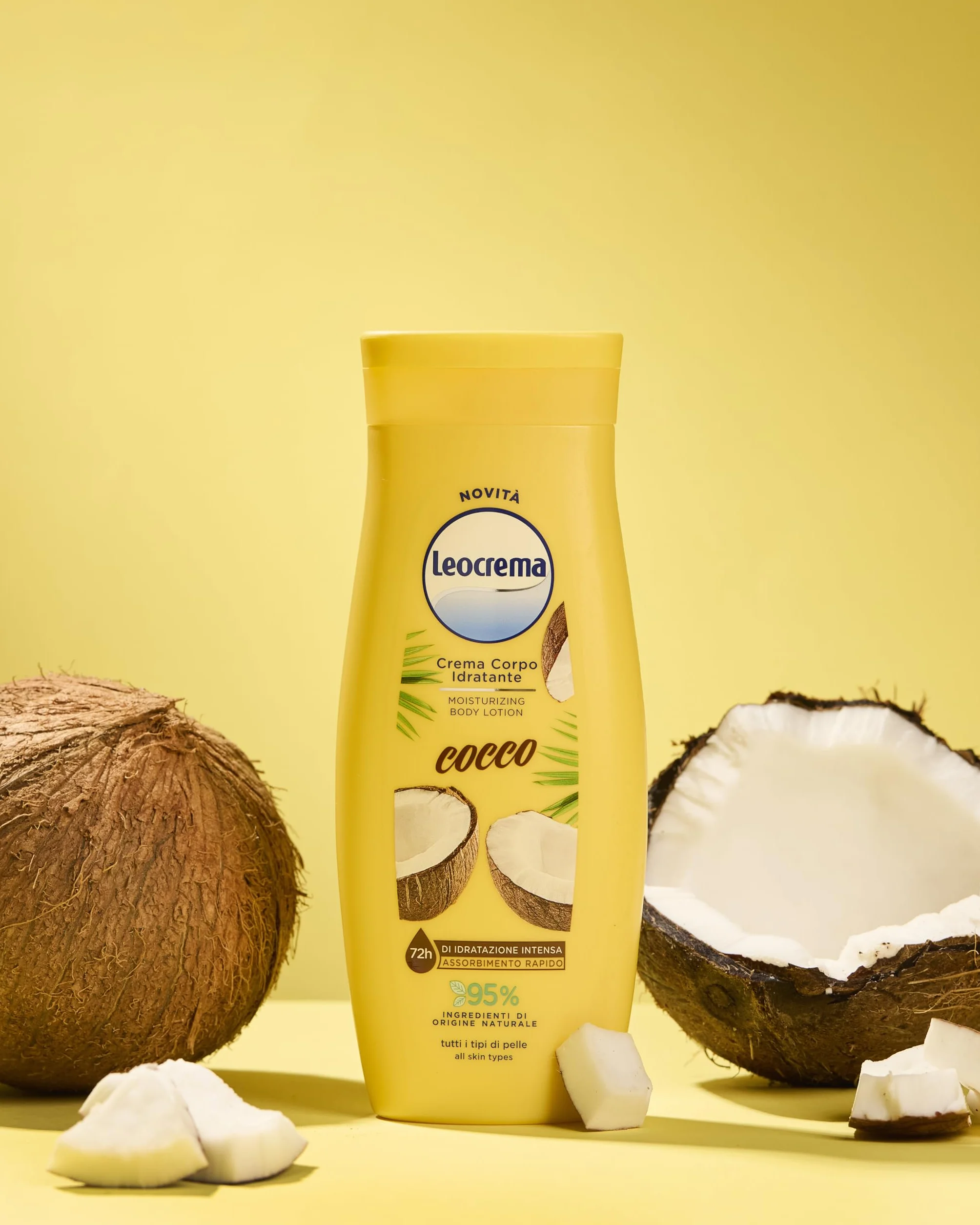 Leocrema Crema Corpo Idratante al Cocco 72H 250ml 95% Origine Naturale