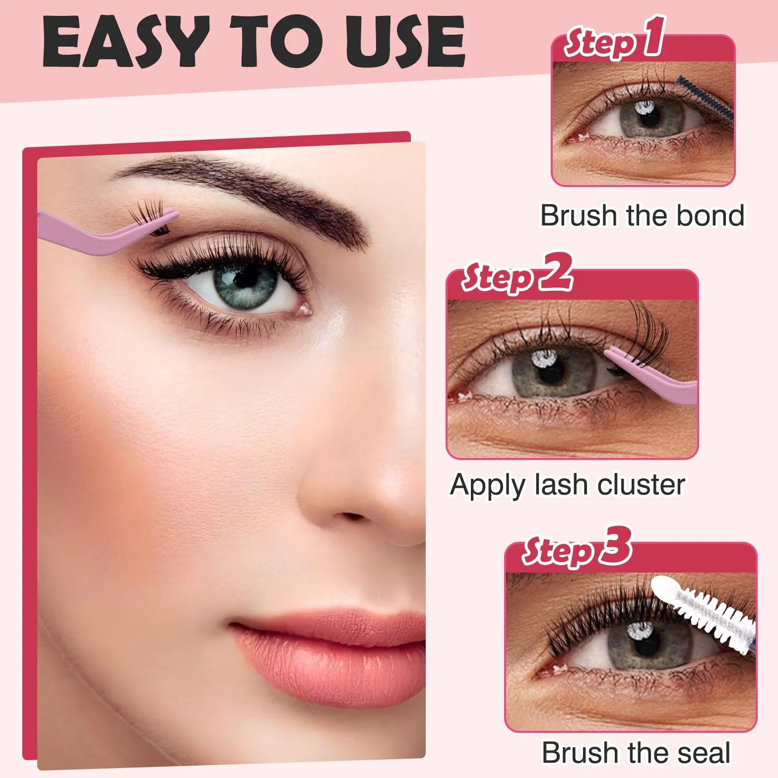 VEGCOO 560 Pezzi Ciglia Finte Ciuffetti Kit, 60-100-120-150D Curl Ciglia Finte Naturali Russian Eyelashes Extensions, Cluster Lashes 10-16mm Mix