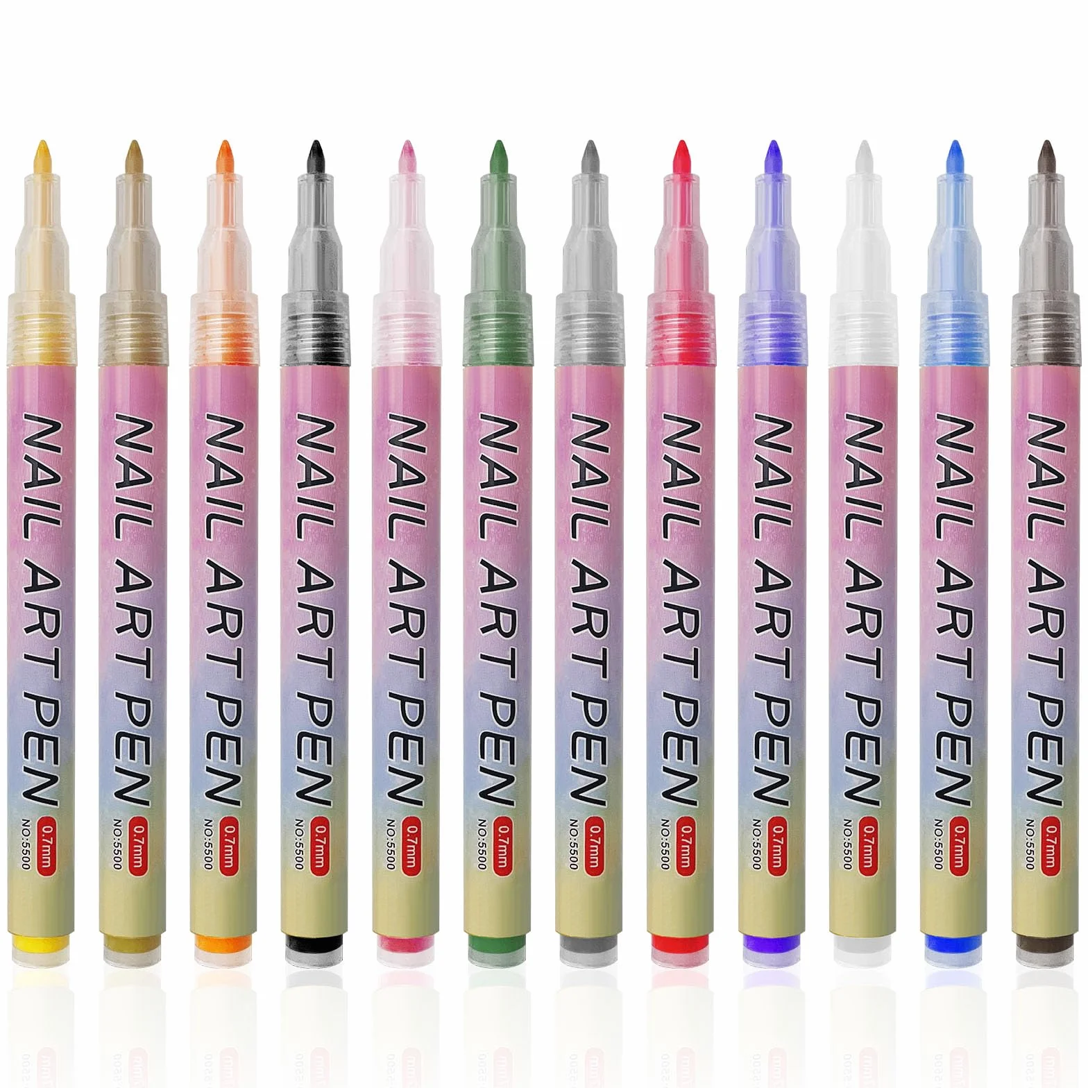 MeoZynxadril 12 Colore 3D Nail Art Pen, Pennarelli In Gel Estetici, DIY Nail Art Graffiti Pen, Penna Nail Art Unghie, Penna Decorativa, Per Nail Art Fai da Te, Pittura, Colorazione, Bellezza