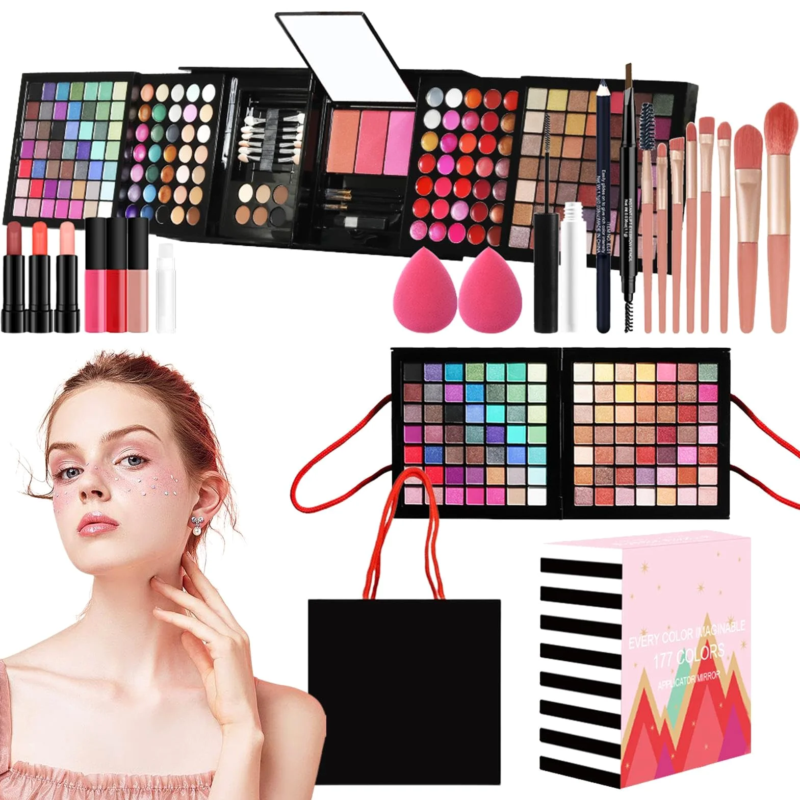 Set trucco per donna Kit completo, kit trucco per donna | Kit professionale | cosmetici per donne e principianti, includono cosmetici e strumenti per il
