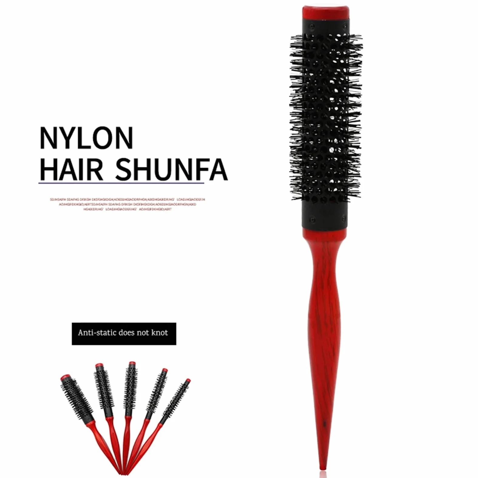 Pettine da Barbiere per Capelli Ricci 5pc. S Grezzo Capelli Roll Brush Pennello Pennello Rosso Rotondo Capelli Pettine Salone Capelli Pettinatura Pettine Spazzola per Pettinare per Uomini e Donne ( Co