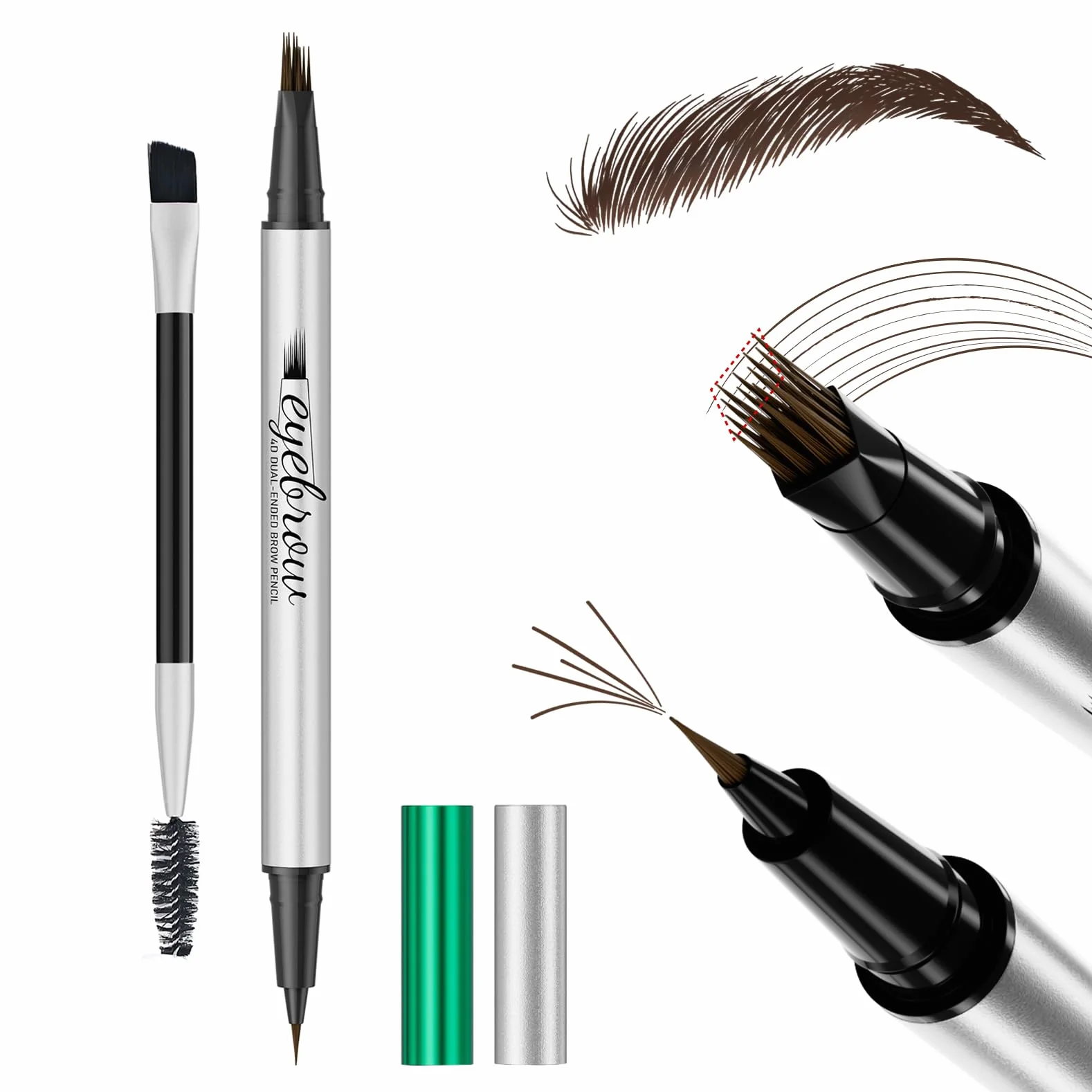 Anglicolor Sopracciglia Liquida Doppia Punta,Matita Sopracciglia Waterproof a Punta Angolata,Effetto Peli Naturali,Lunga Durata,Anti Sbavature,per Sopracciglia Naturali e Definite (03#DARK BROWN)