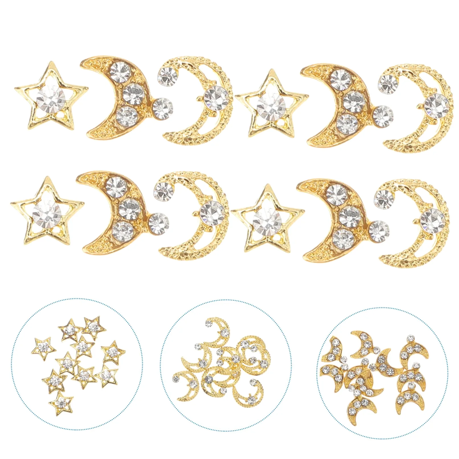 SHERCHPRY 4 Set Ciondoli Unghie Metallo Decorazioni Per Nail Art Accessori Glamour Per Unghie Con Facili Applicare E Personalizzare 30 Pezzi*4
