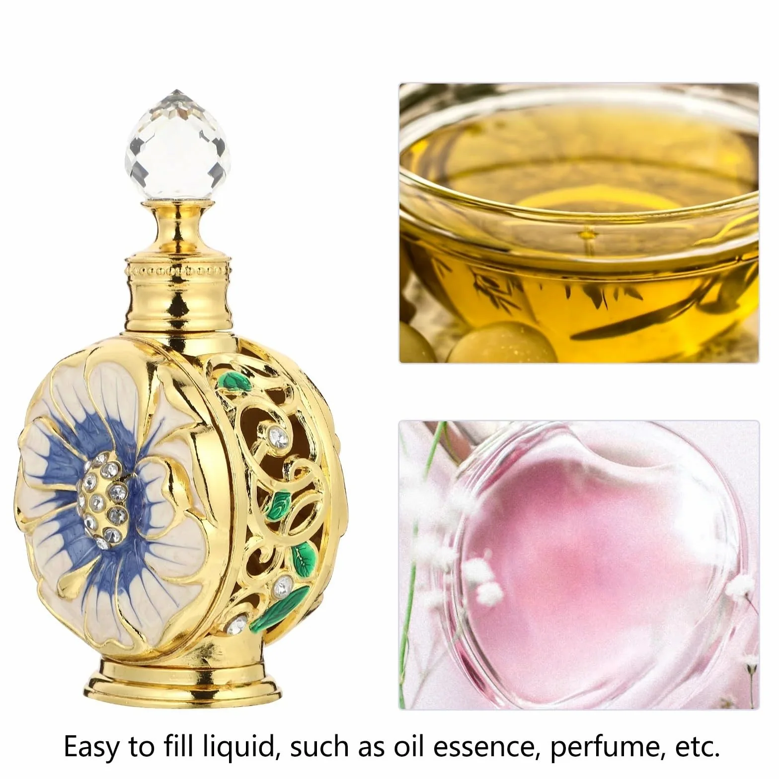 Bottiglia di profumo da 12 ml olio essenziale viaggio, dispenser vuoto in vetro, contenitore conservazione sicura vintage con chiusura ermetica Per Feste E Banchetti