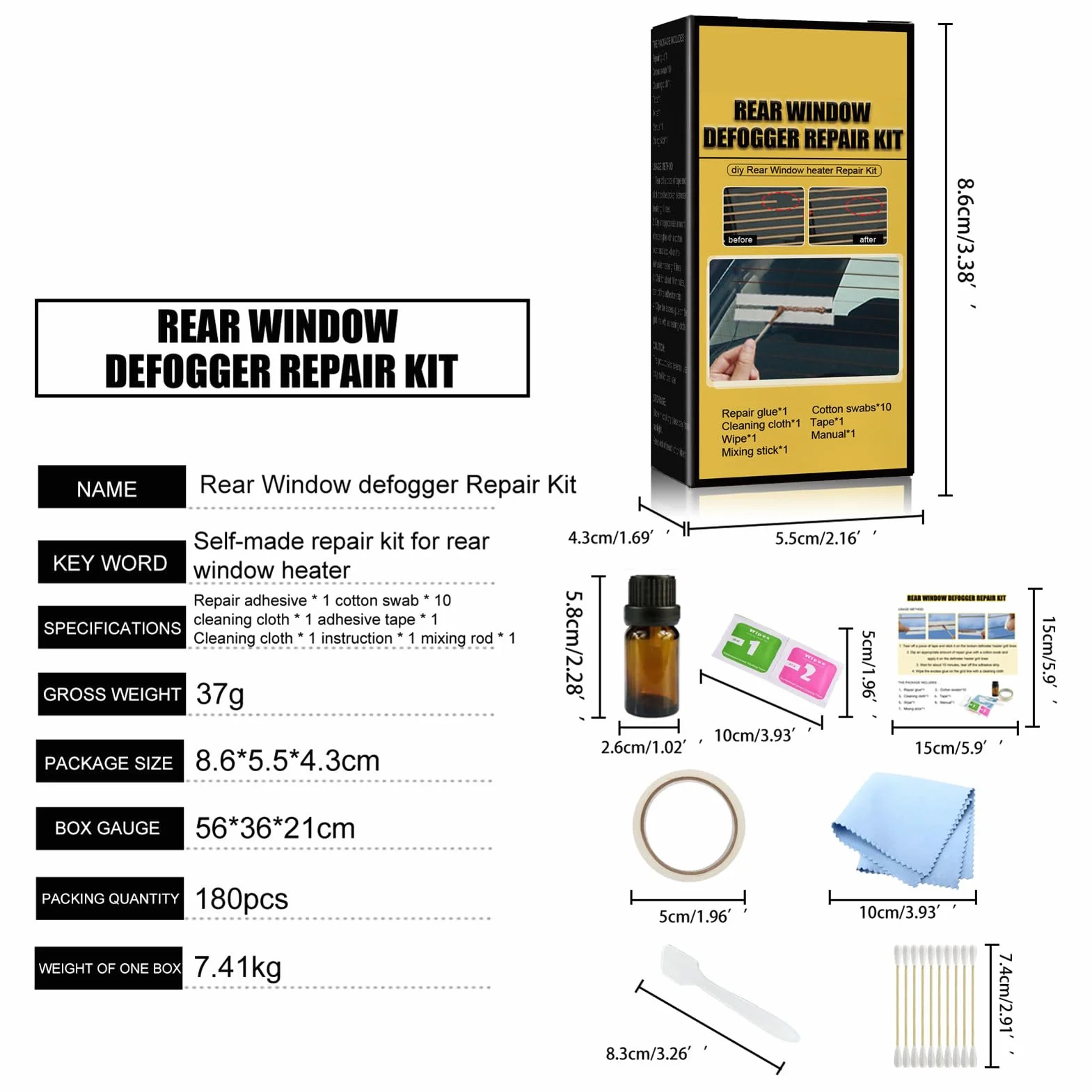 Kit Riparazione Sbrinatore Lunotto Posteriore Auto, Set Riparazione Griglia Riscaldata Conduttiva