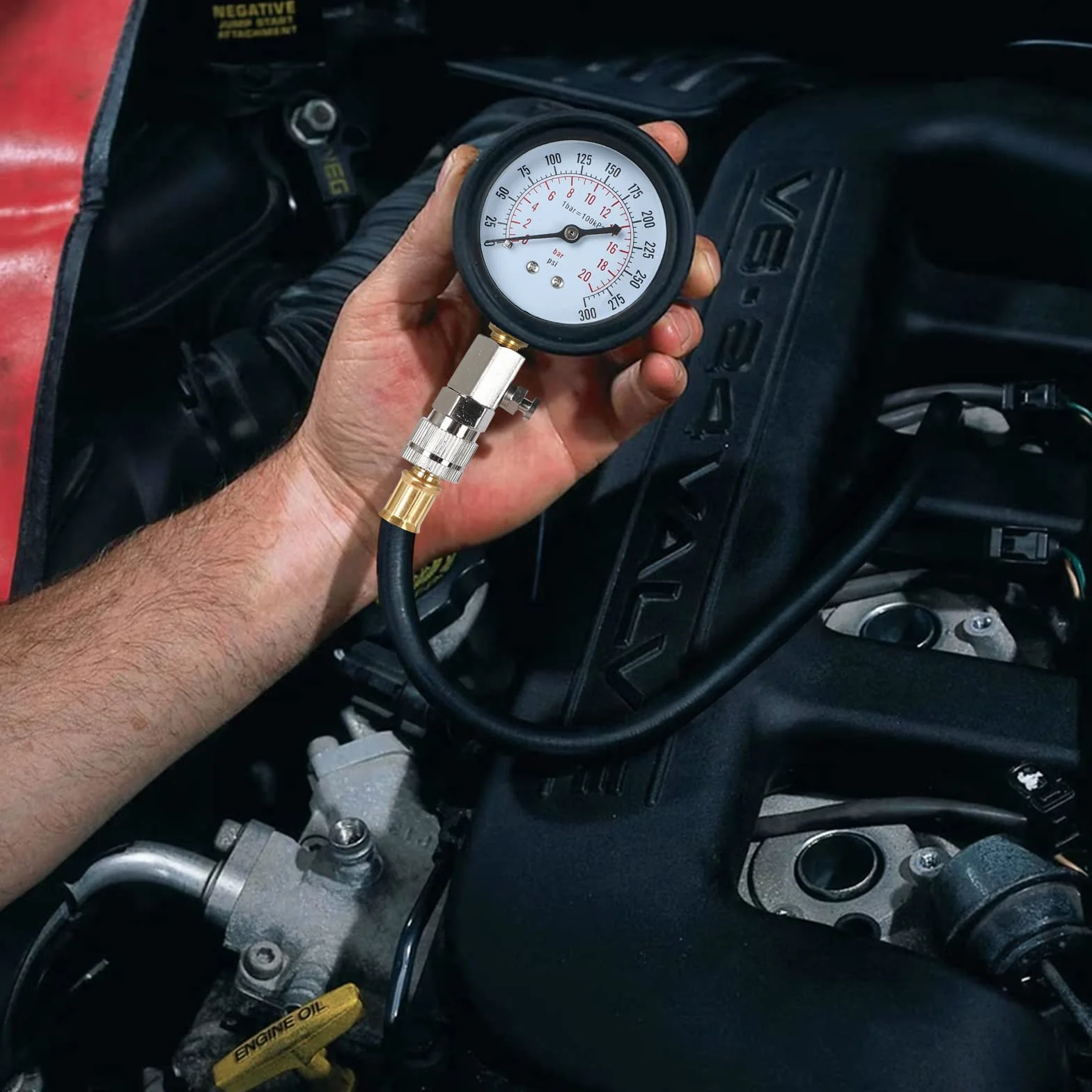 Tester di Compressione Manometro per Moto Auto Motore Fuoribordo Benzina