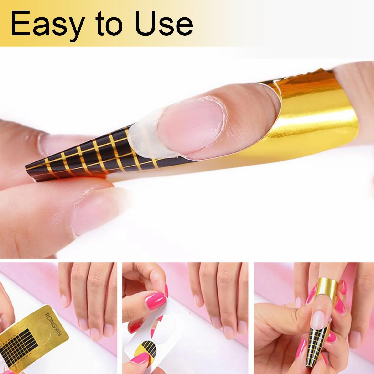 120 Pezzi Cartine per Ricostruzione Unghie,Cartine Extension Model per UV Gel Nail, Cartine Oro Nail Art Per Ricostruzione Allungamento Unghie