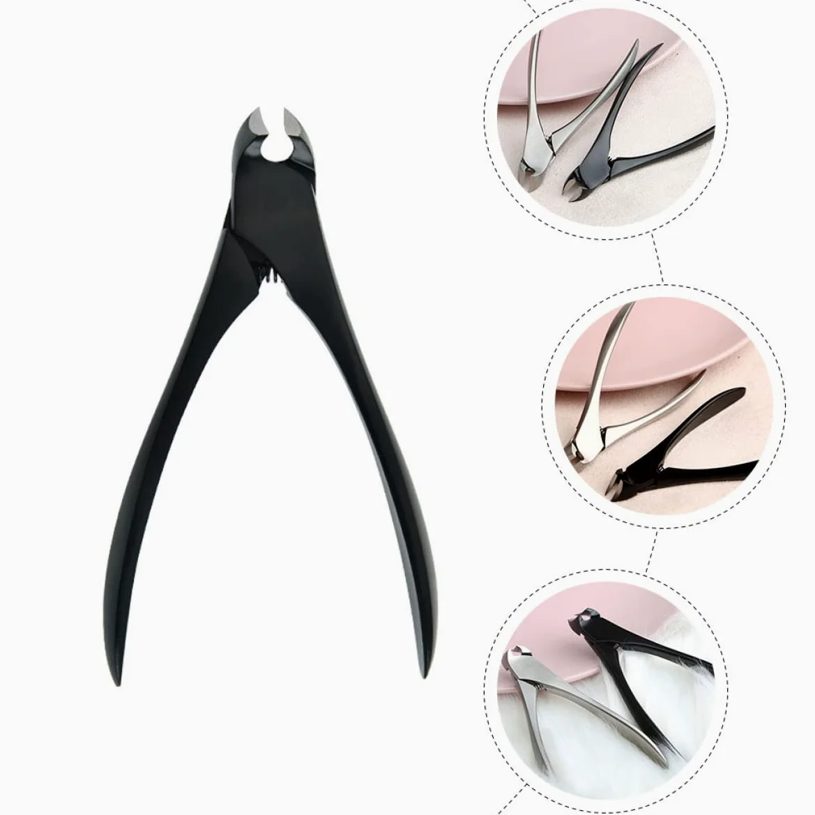 Tronchesino Unghie in Acciaio Inox Nero a Presa, Taglio | Groove Clamp per Manicure e Casa, Design Creativo, per Unghie Spesse o Incarnite
