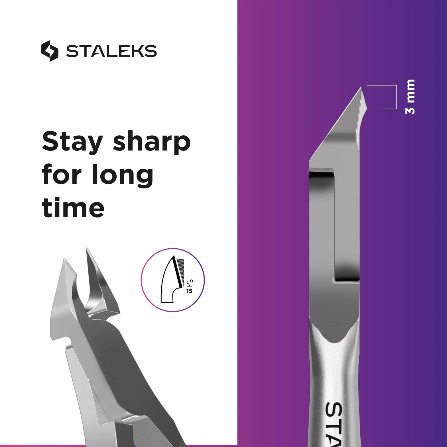 STALEKS PRO - Smart 10, Tronchesina Professionale per cuticole Lama da 3mm