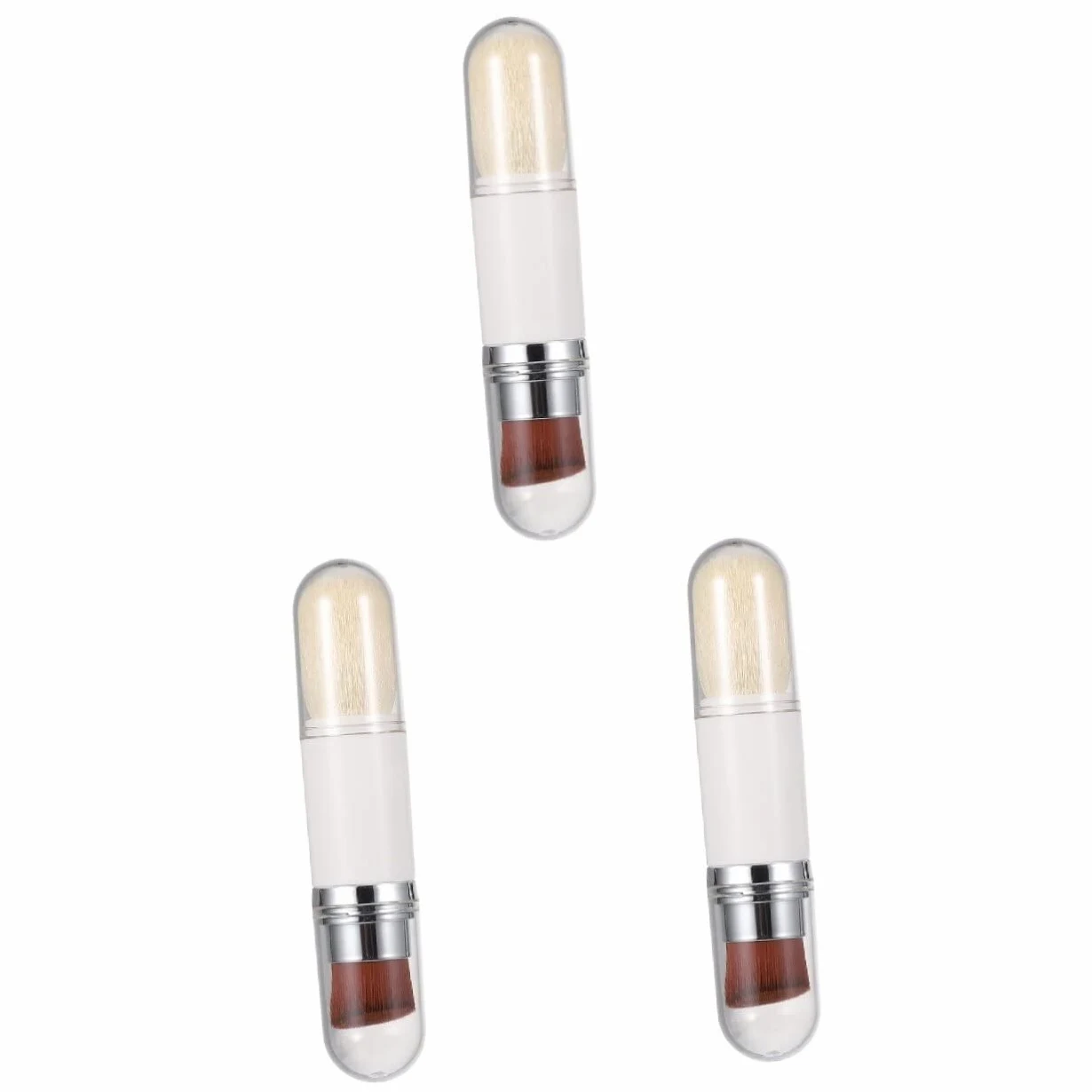 FRCOLOR 3pezzi Pennello Fondotinta Retrattile Doppia Testa Spazzola Per Blush e Cipria Strumento Makeup Per Applicazione Facile e Precisa