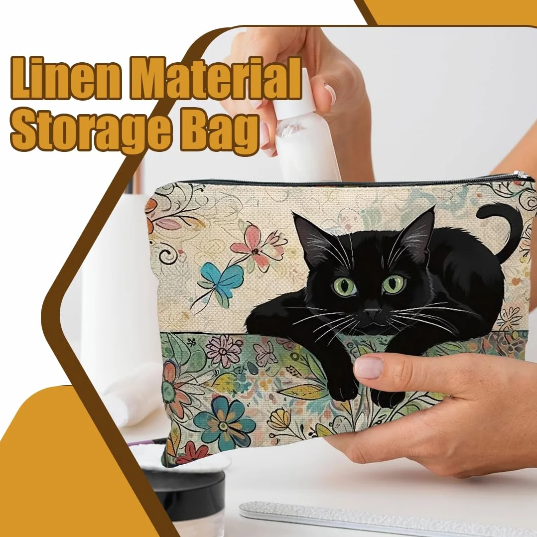 Beauty Case da Viaggio, Borsa da Toilette da Viaggio, Borsa Cosmetica per Gatt, Borsa per Cosmetici, Pochette Donna Trucchi, Borse Trucco Floreale per Donne Ragazze (A)