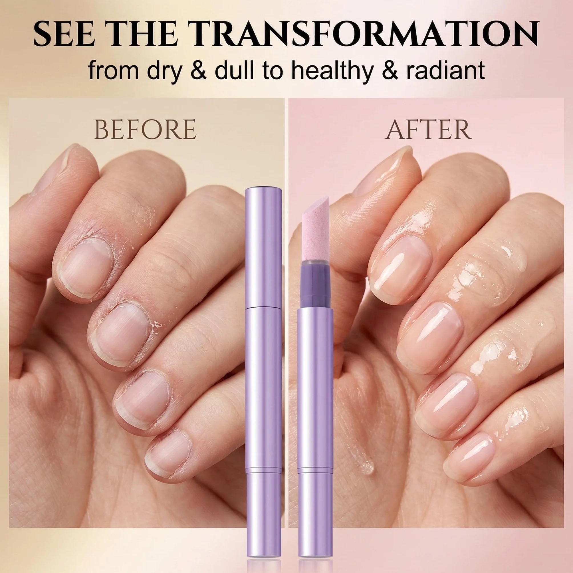 Penna per la Cura delle Unghie 3-in-1, con Punta in Ceramica, Penna per Rimuovere Cuticole, Olio per Cuticole per Unghie Secche e Rovinate