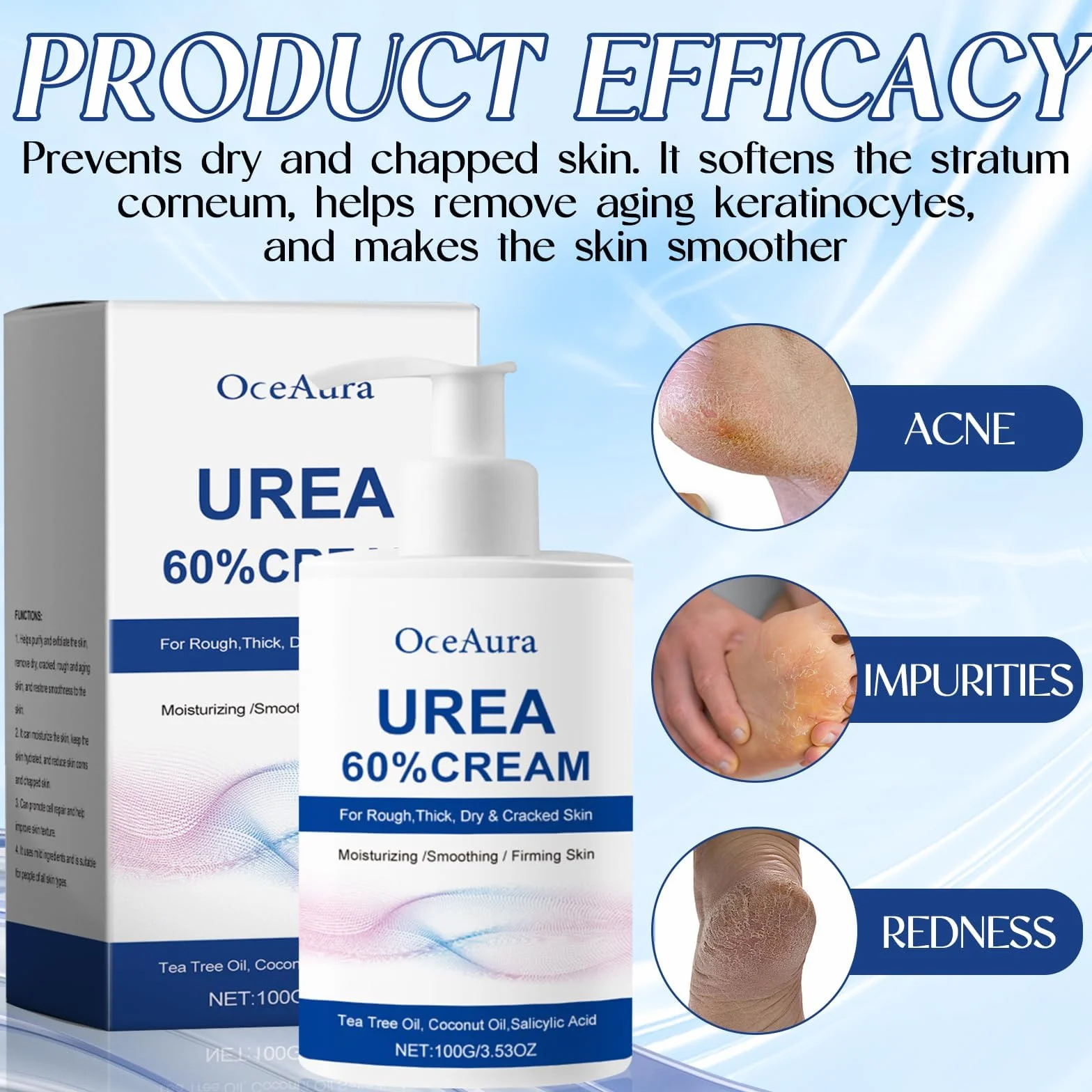 Crema Urea 2PCS, Urea Piedi, Piedi Arricchita con, Crema piedi secchi screpolati, per Mani, Talloni, Gomiti, Unghie e Ginocchia