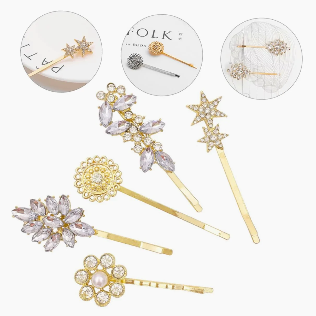 minkissy 25pezzi Fermagli Per Con Strass Accessori Eleganti Per Donne e Ragazze Per Matrimoni e Occasioni Speciali