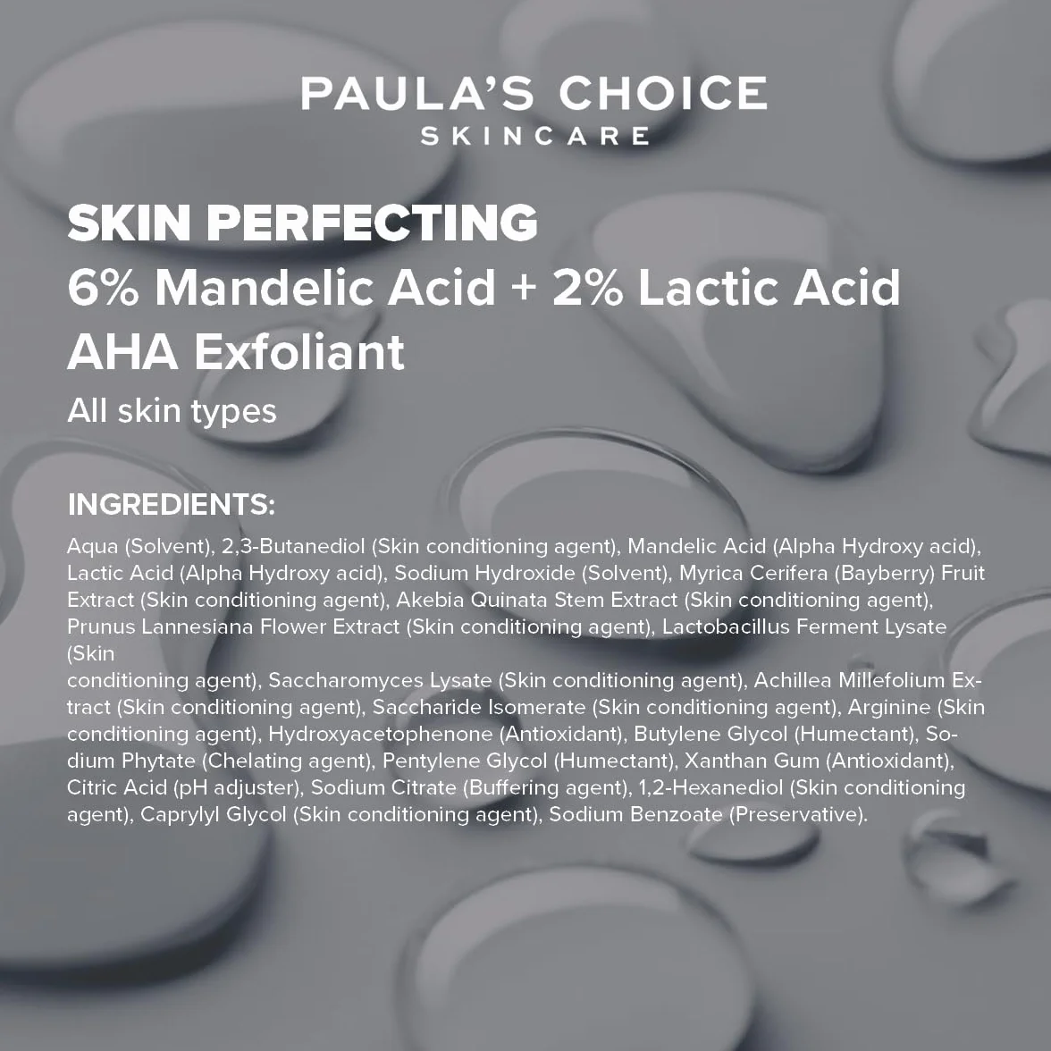 PAULA'S CHOICE SKIN PERFECTING 6% Acido Mandelico + 2% Acido Lattico AHA - Esfoliante Riduce Le Linee Sottili e le Rughe - Tutti i Tipi di Pelle - 30 ml