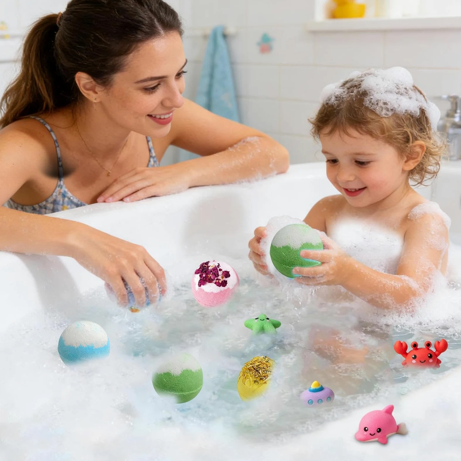 Bagnoschiuma Adulti,Con Giocattoli E Detergente Ad Azione Profumata,12 Pezzi Palline Effervescenti da Bagno Profumate per Bambini | per Donne, Mamme, Mogli, Nonne, Ragazze, Giovani, Casa, Viaggio