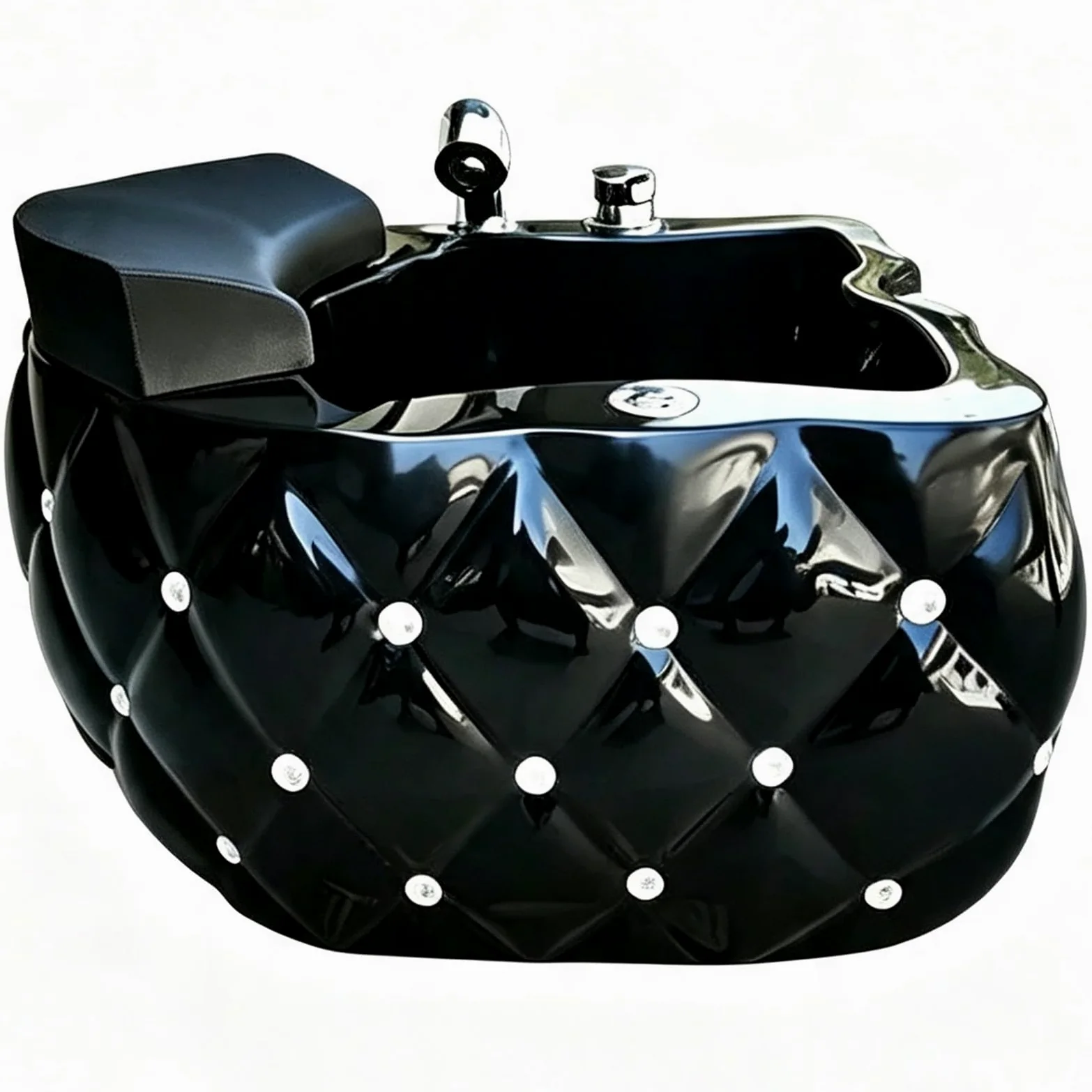 Vasca Idromassaggio for Piedi Pedicure, Decorazione Con Strass Rombo | Materiale Acrilico, Design Luci Multicolore, Soffione Estraibile(Black)