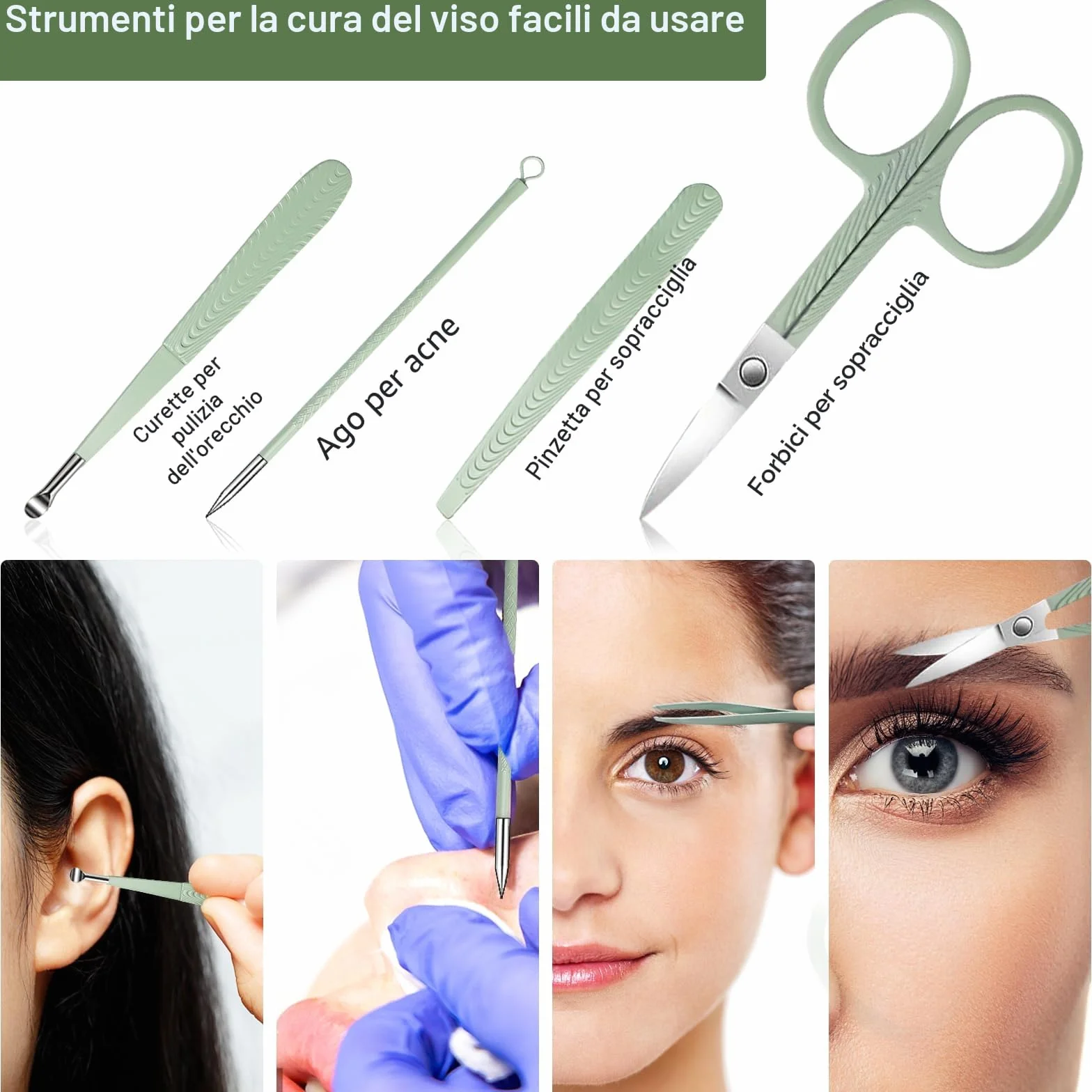 Kit Manicure Professionale 12 Pezzi Acciaio Inox Tagliaunghie Set Donne Uomini con Borsa Viaggio