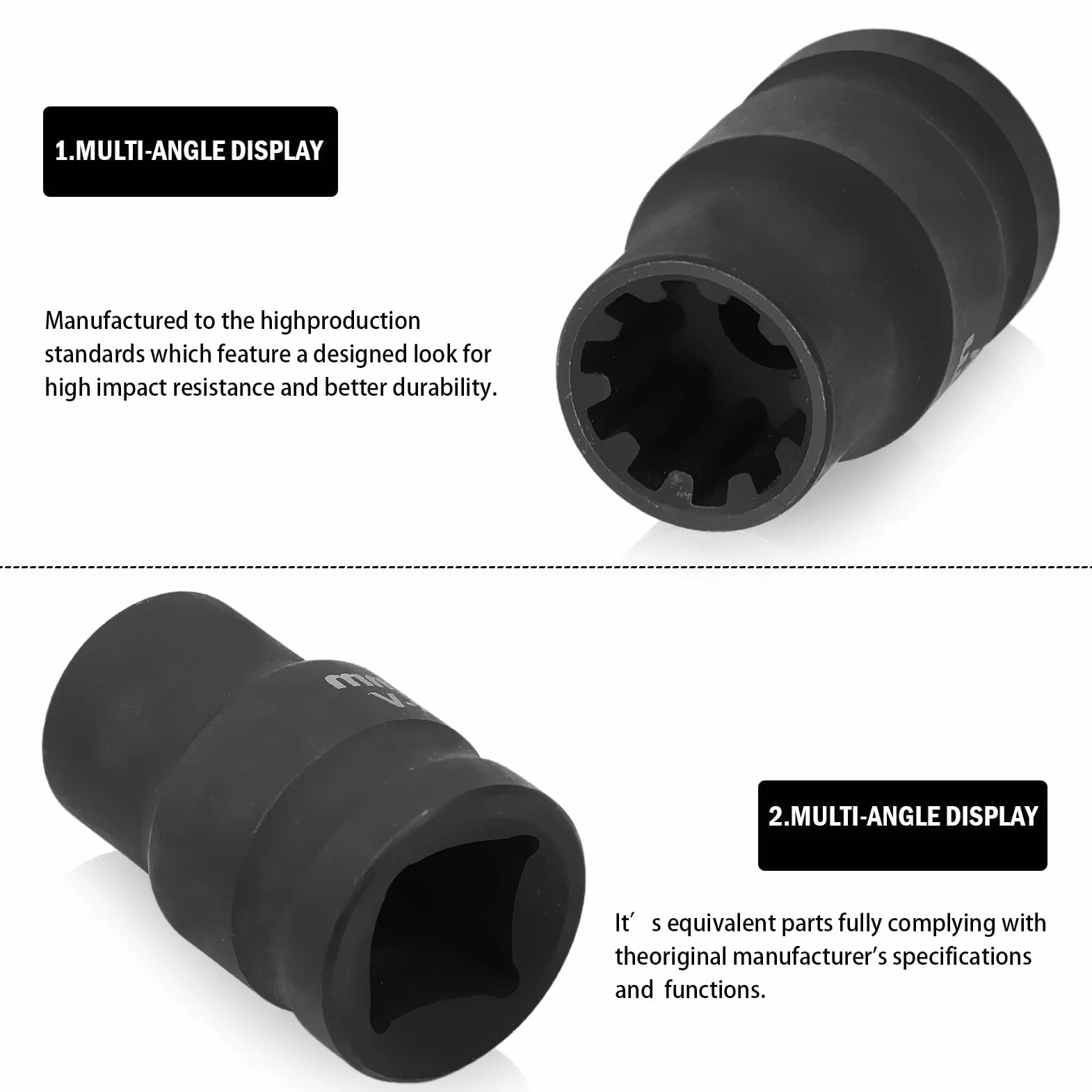 Set di 5 bussole per pinze freno 11,5 14 15 20 22 mm utensili ricambio pastiglie freno nero compatibile VW Audi Porsche