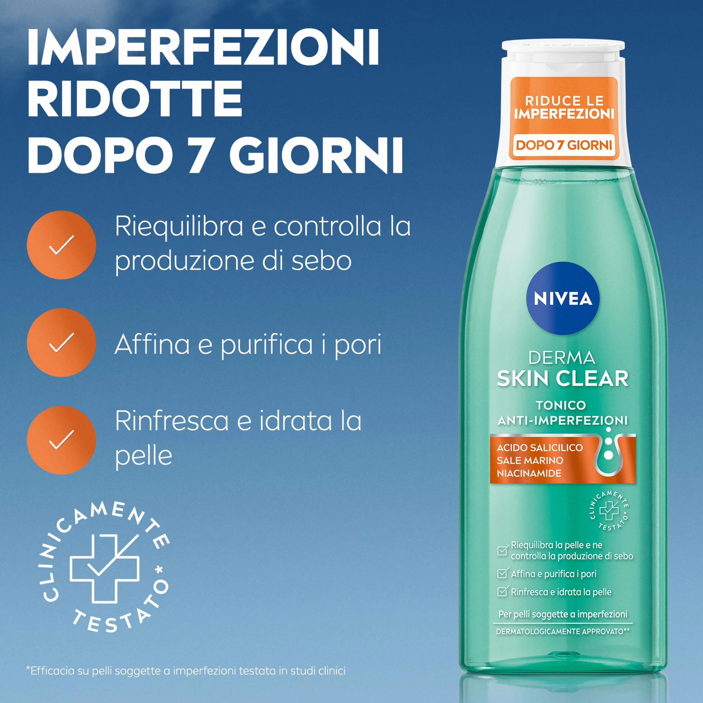 NIVEA Special Pack Derma Skin Clear Anti Imperfezioni, Gel detergente viso 150ml + Peeling notte 40ml + Scrub viso e corpo 150ml + Tonico astringente 200ml