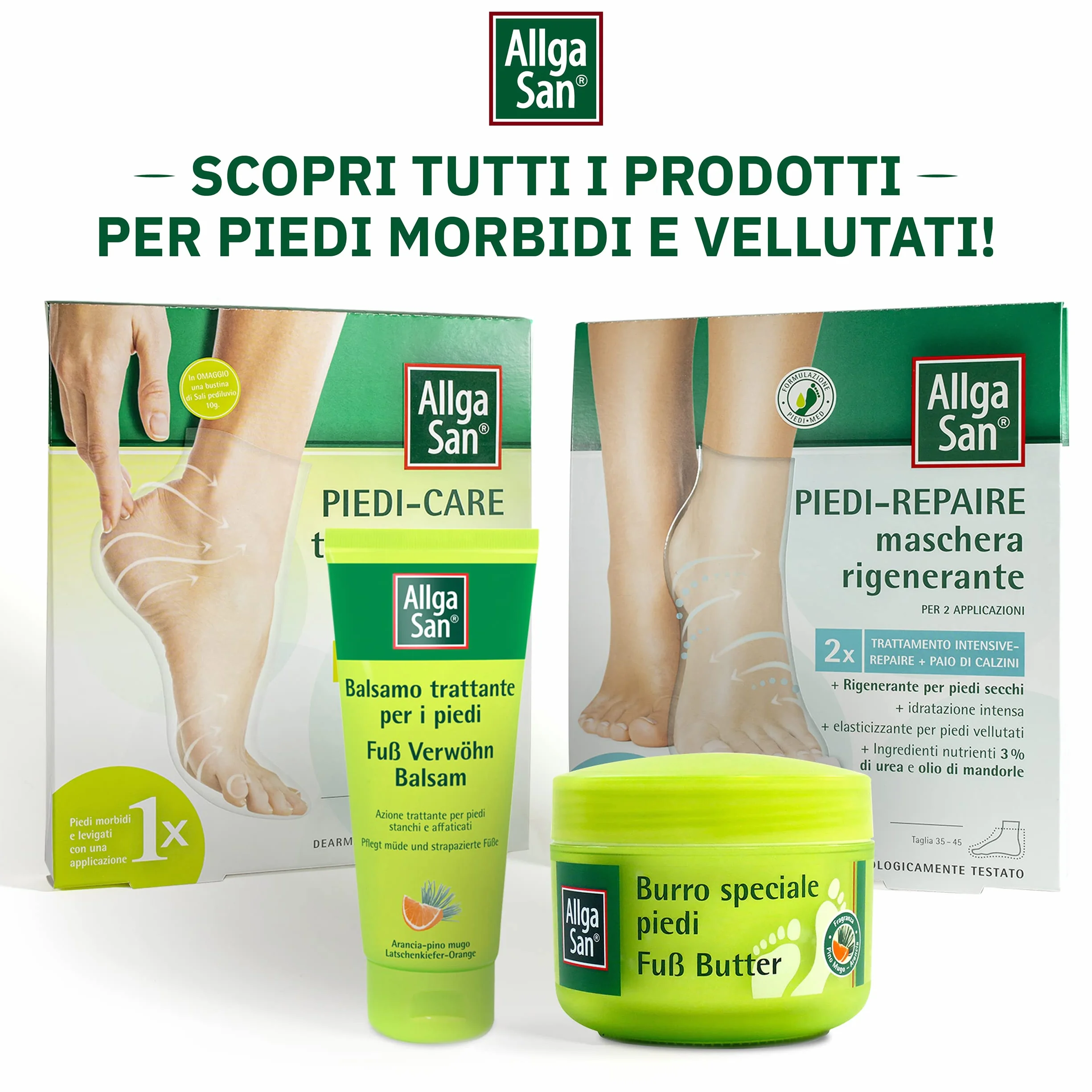 Allga San Burro Speciale Piedi Crema Piedi Secchi e Screpolati 200 ml Idratante con Burro di Karitè e Burro di Cacao