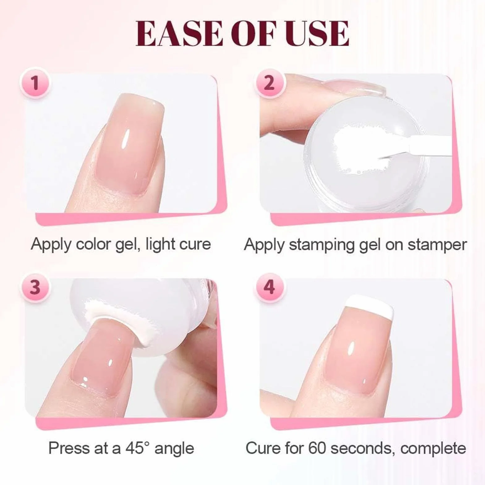 Kit Di Timbri Per Unghie Con Punta Francese In Silicone Stampo Per Unghie In Silicone Trasparente Strumento Di Stampa Per Nails Per Ragazze Manicure A Casa Salone D'arte Fai Da Te