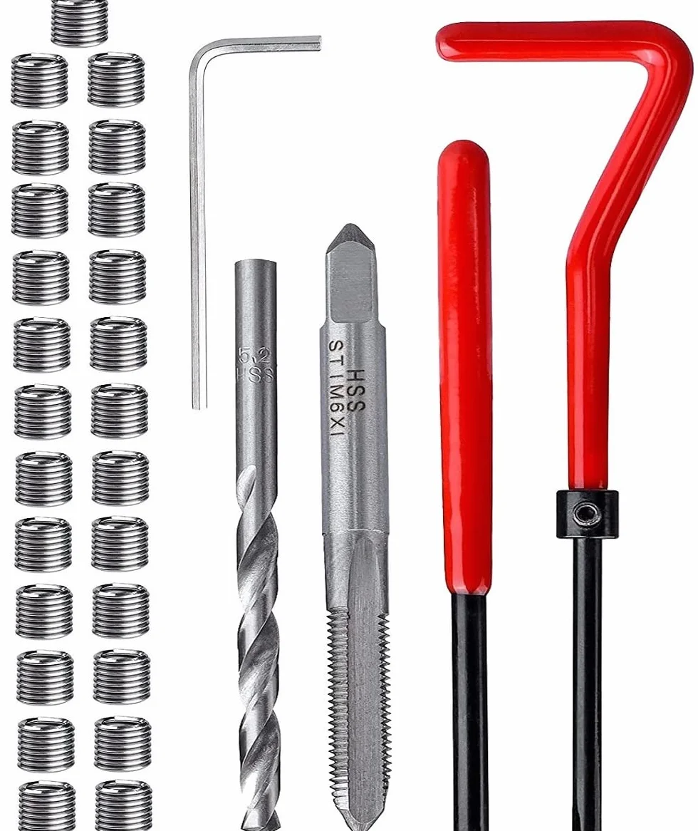 Kit riparazione filettature M6 x 1,0mm 30 pezzi inserti acciaio inossidabile compatibile Helicoil
