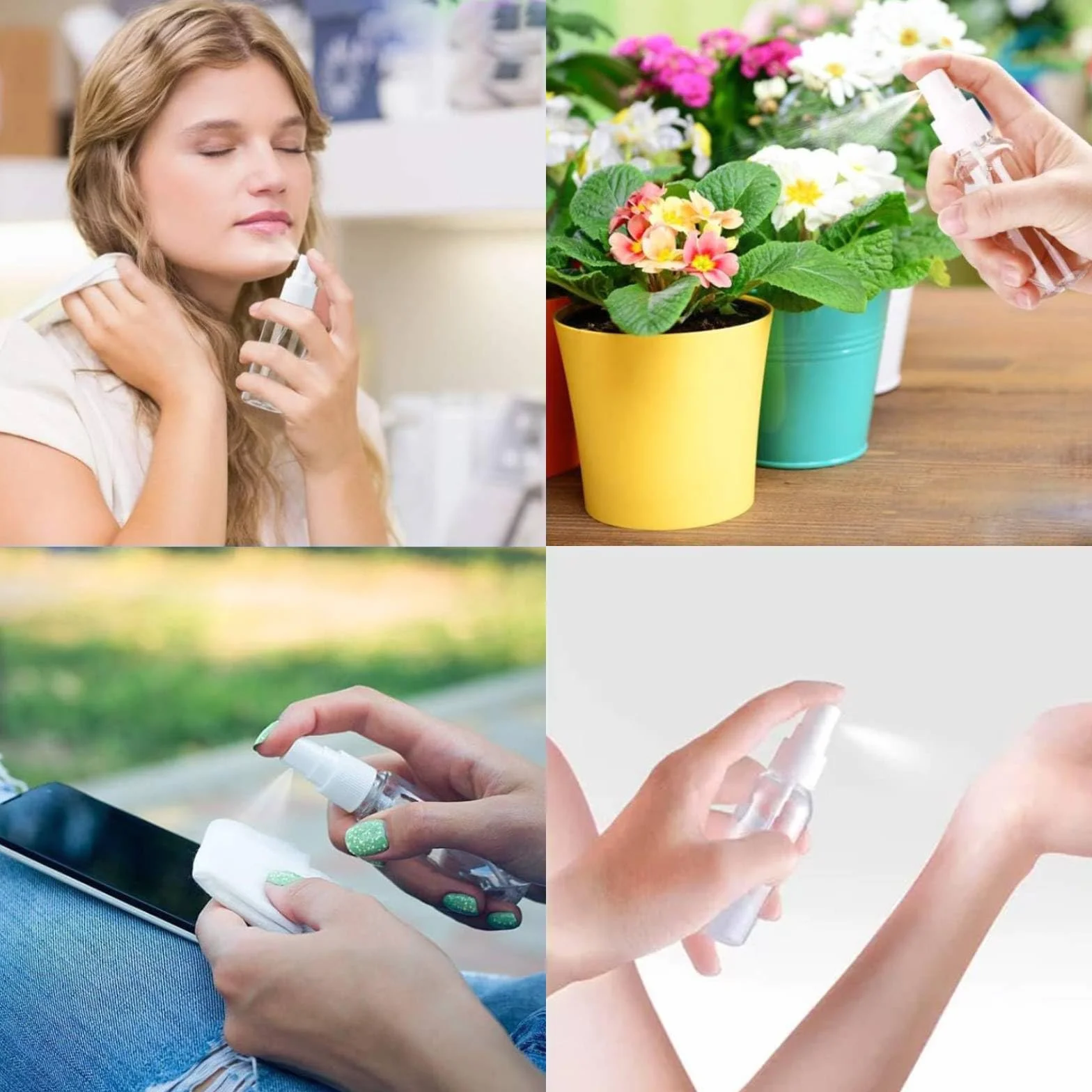 Flaconi Spray 4 Pezzi 50ml, Flacone Spray Vuoto Mini Ricaricabile, Plastica Trasparente per Viaggi