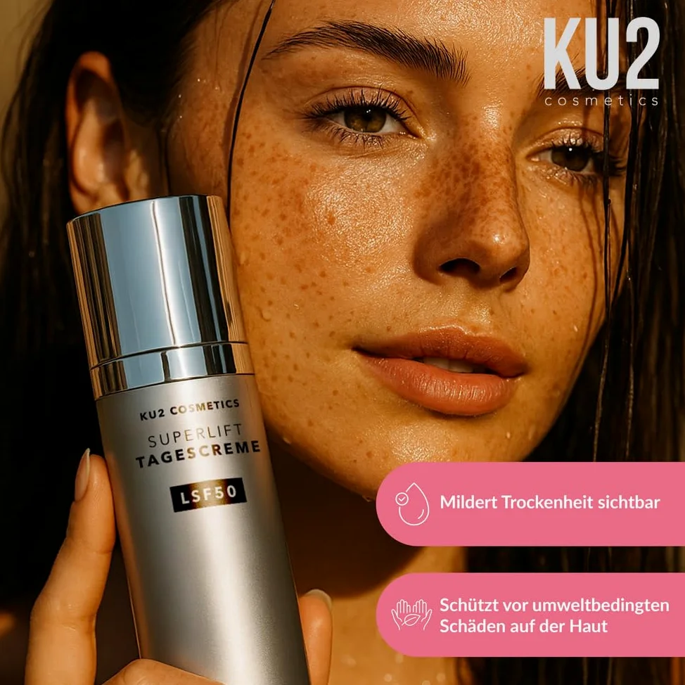 KU2 Cosmetics Superlift Crema Giorno Anti Aging SPF 50, 50 ml | Multi acido ialuronico, vitamina E, crema idratante, protezione UV