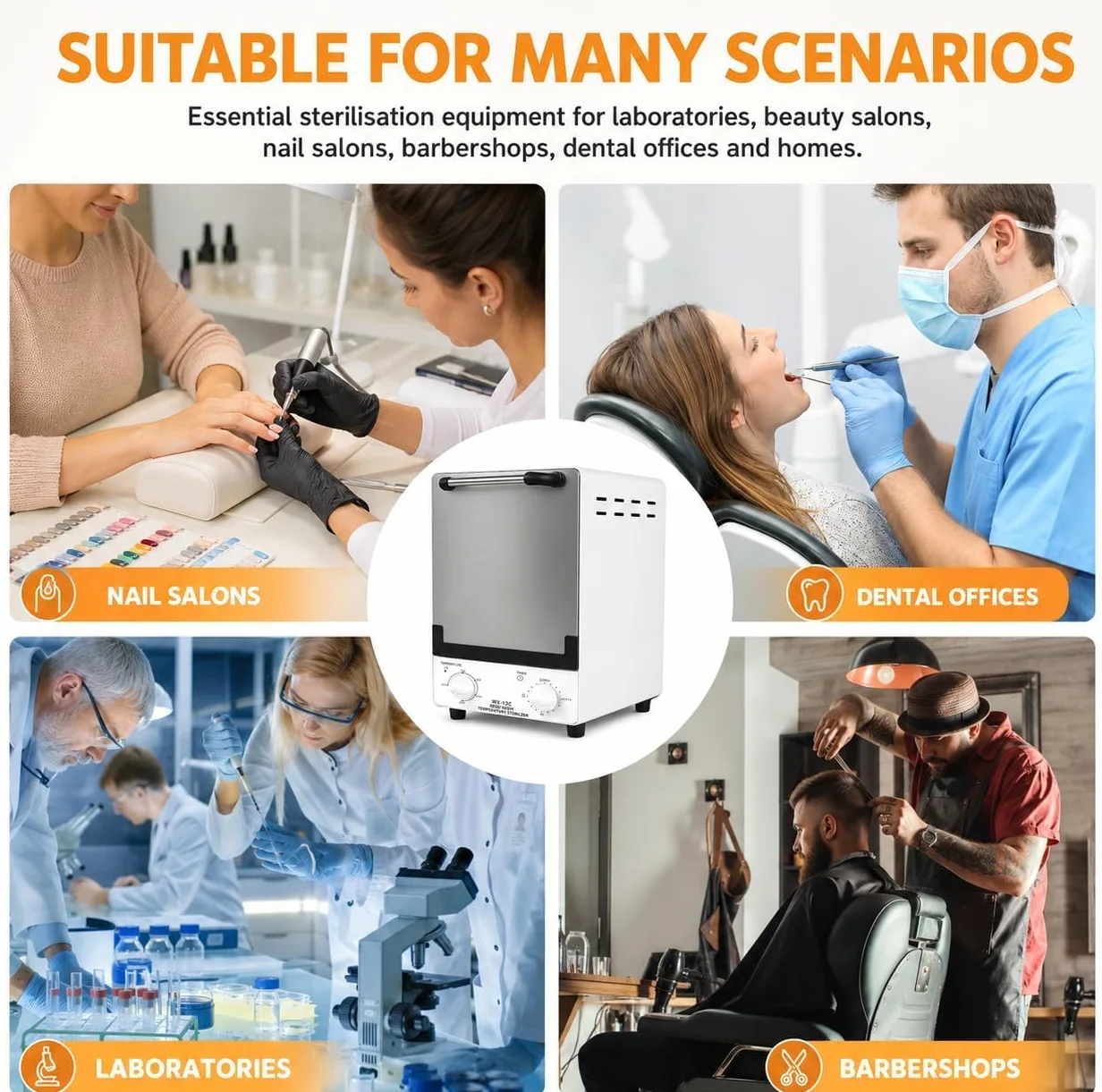 Sterilizzatore per autoclave a infrarossi, 12 l, con controllo del tempo e della temperatura regolabili, sterilizzatore a vapore ad alta temperatura per unghie, strumenti di bellezza, saloni di