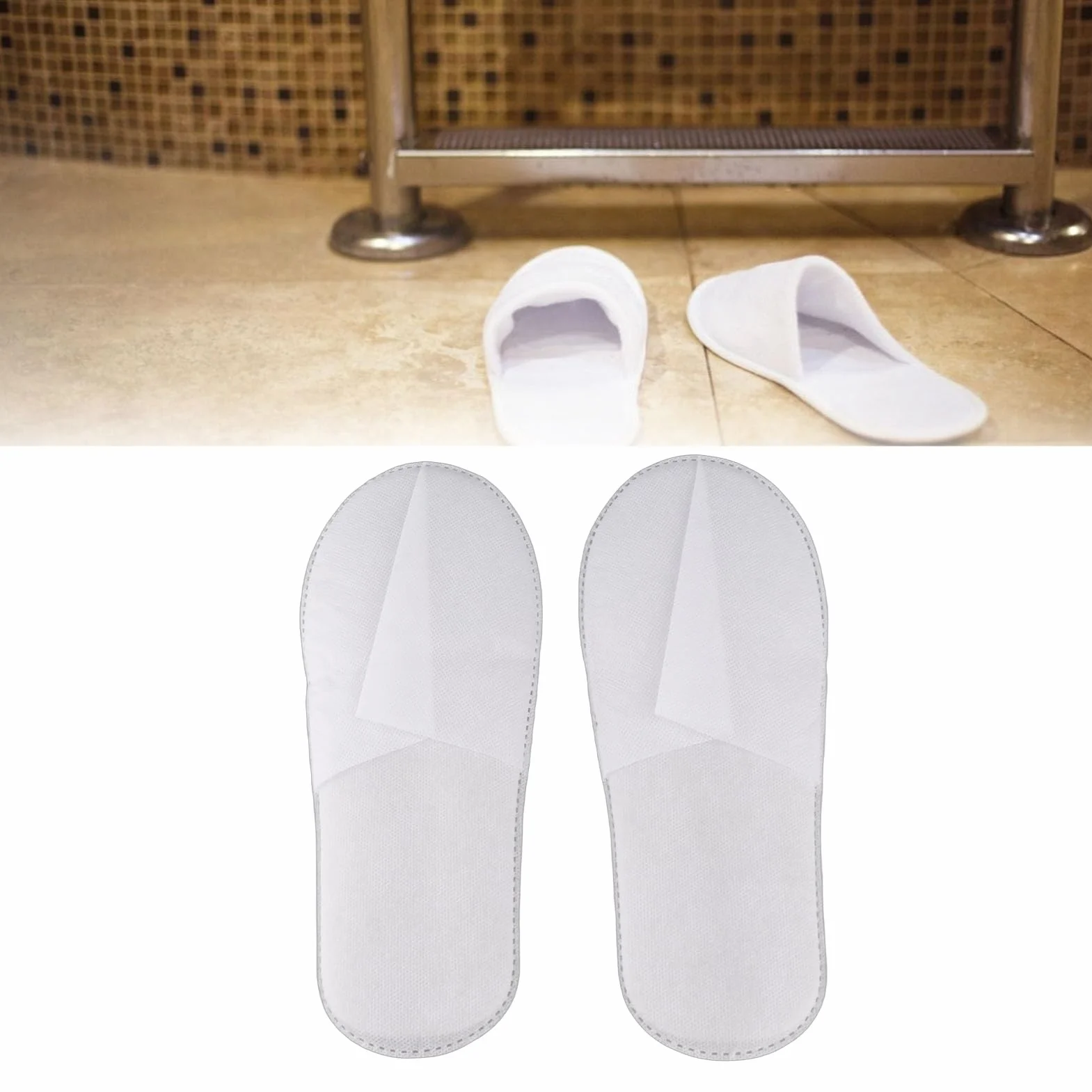 HEEPDD 50 Paia Pantofole Usa E Getta, Pantofole da Interno per Hotel Pantofole per Ospiti di Nozze Confezione di Pantofole per Donne Uomini Home Spa Hotel (Lavagna bianca in tessuto non