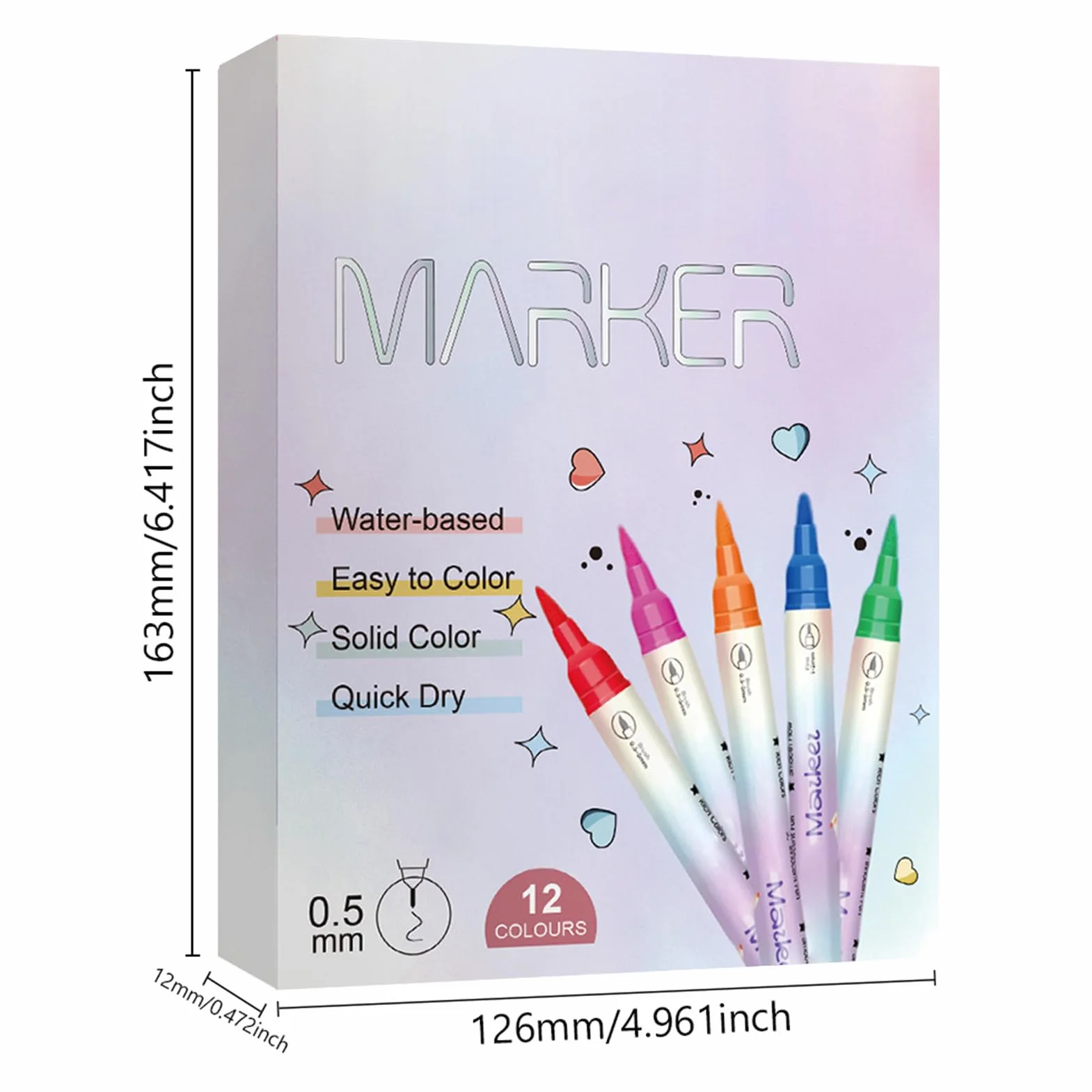 Penna Smalto per Unghie,Set 12 Colori ad Acqua - Pennarelli Smalto A Doppia Punta Per Bambini - Per Donne E Ragazze Gel Manicure Puntinatura Disegno E Pittura