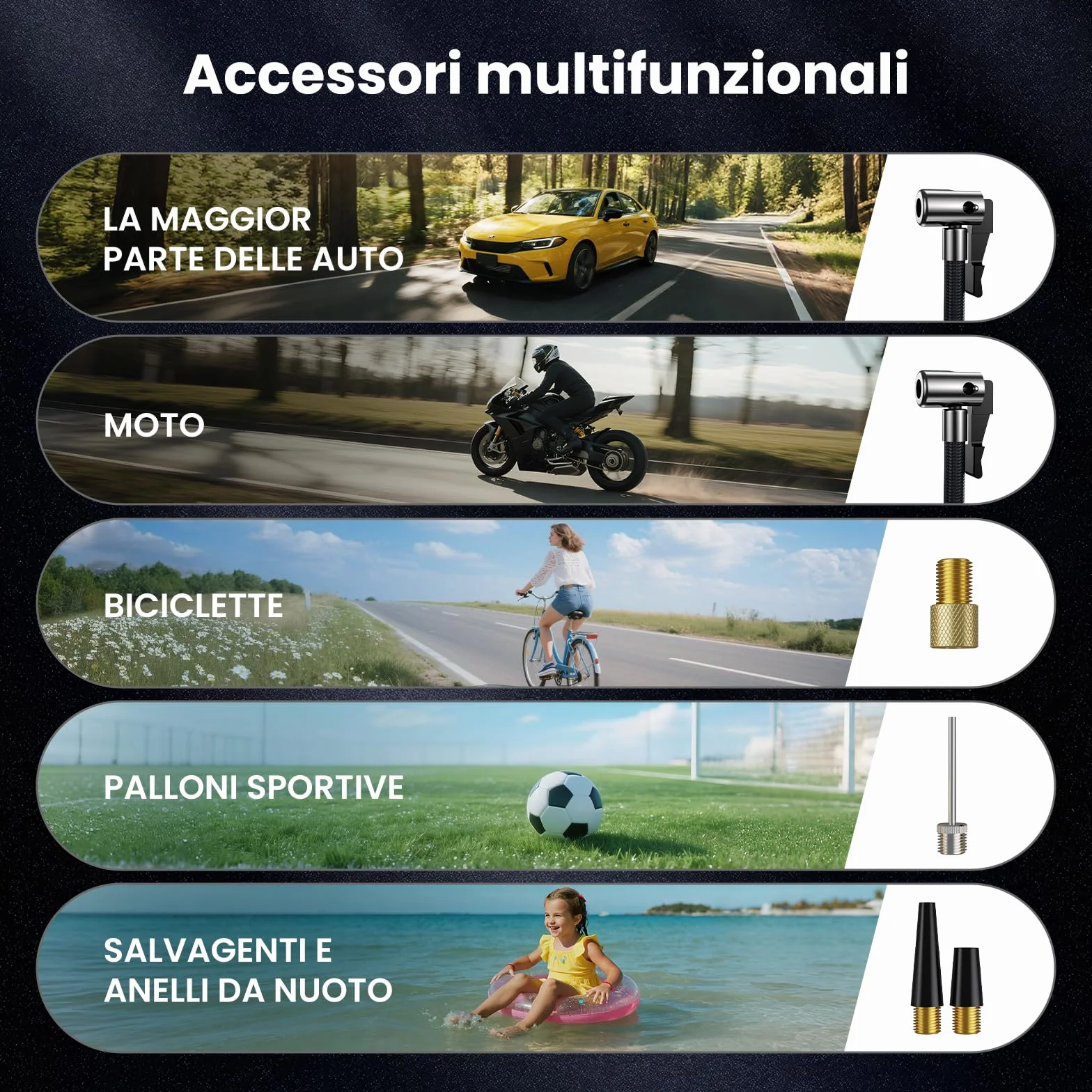 Compressore Aria Portatile Senza Fili 150PSI 22L/Min Gonfiatore Pneumatici Auto Batteria Ricaricabile Spegnimento Automatico Display LED 4 Modalità