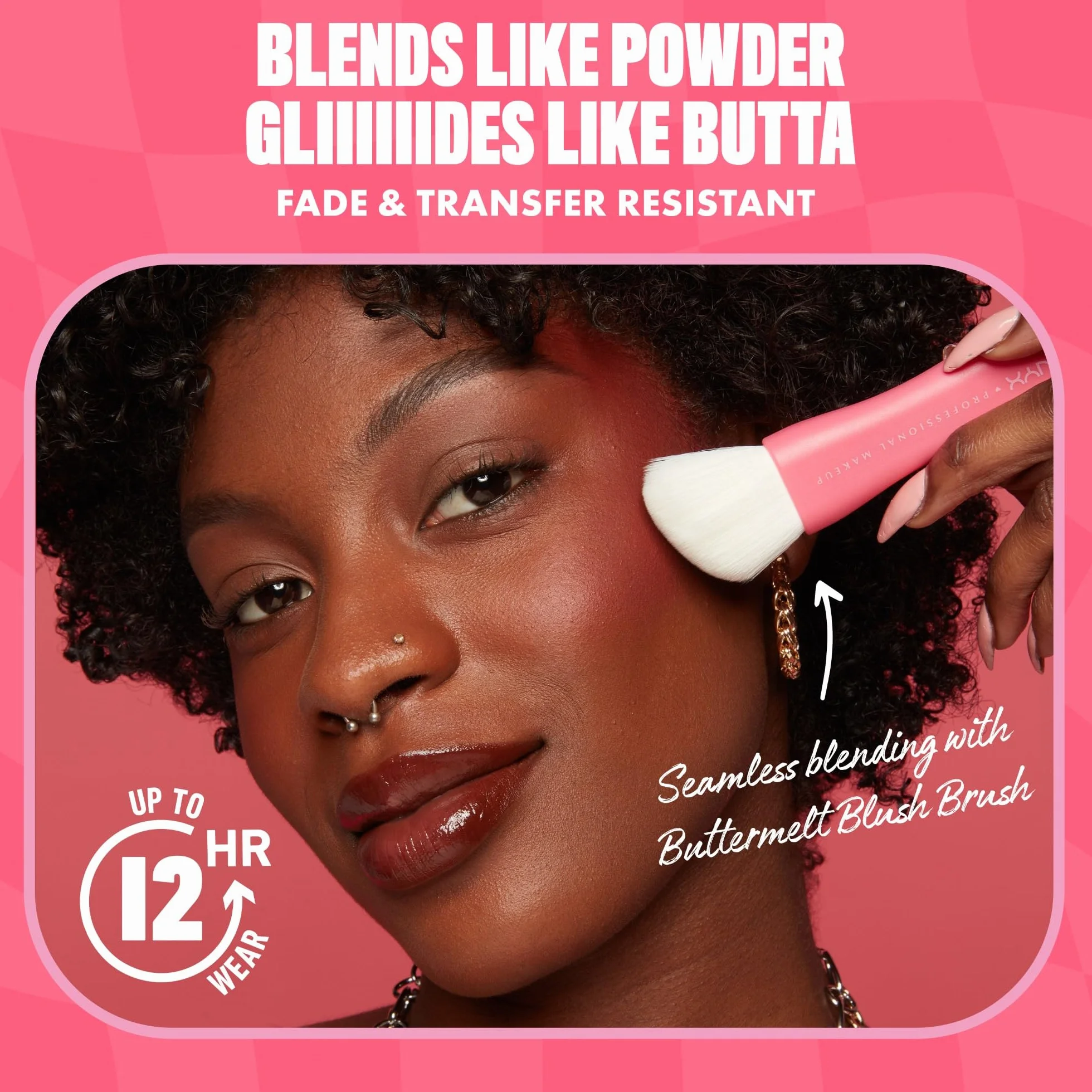 NYX Professional Makeup Blush in Polvere, Per un Look Fresco e Colorato, Arricchito con Burro di Mango, Mandorle e Karitè, Sfumabile, Buttermelt, Tonalità: Butta Together, 5 g