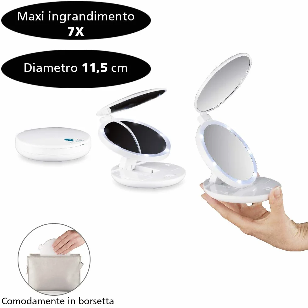 MACOM Specchio Cosmetico da Viaggio Ingrandente 7x 11,5 cm Sensation 218 Pocket Mirror