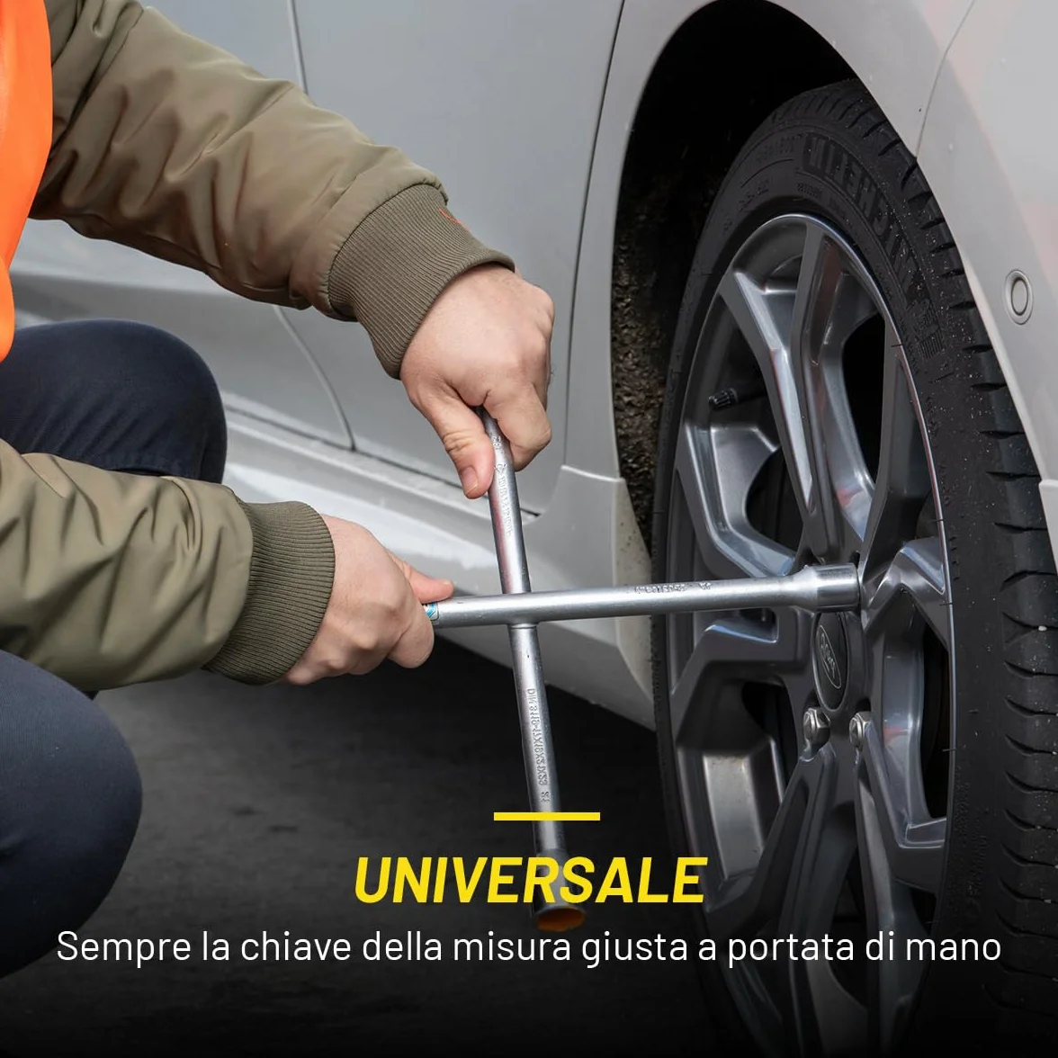 DUNLOP Chiave a Croce in Acciaio 17 19 21 23 mm per Sostituzione Ruote Auto