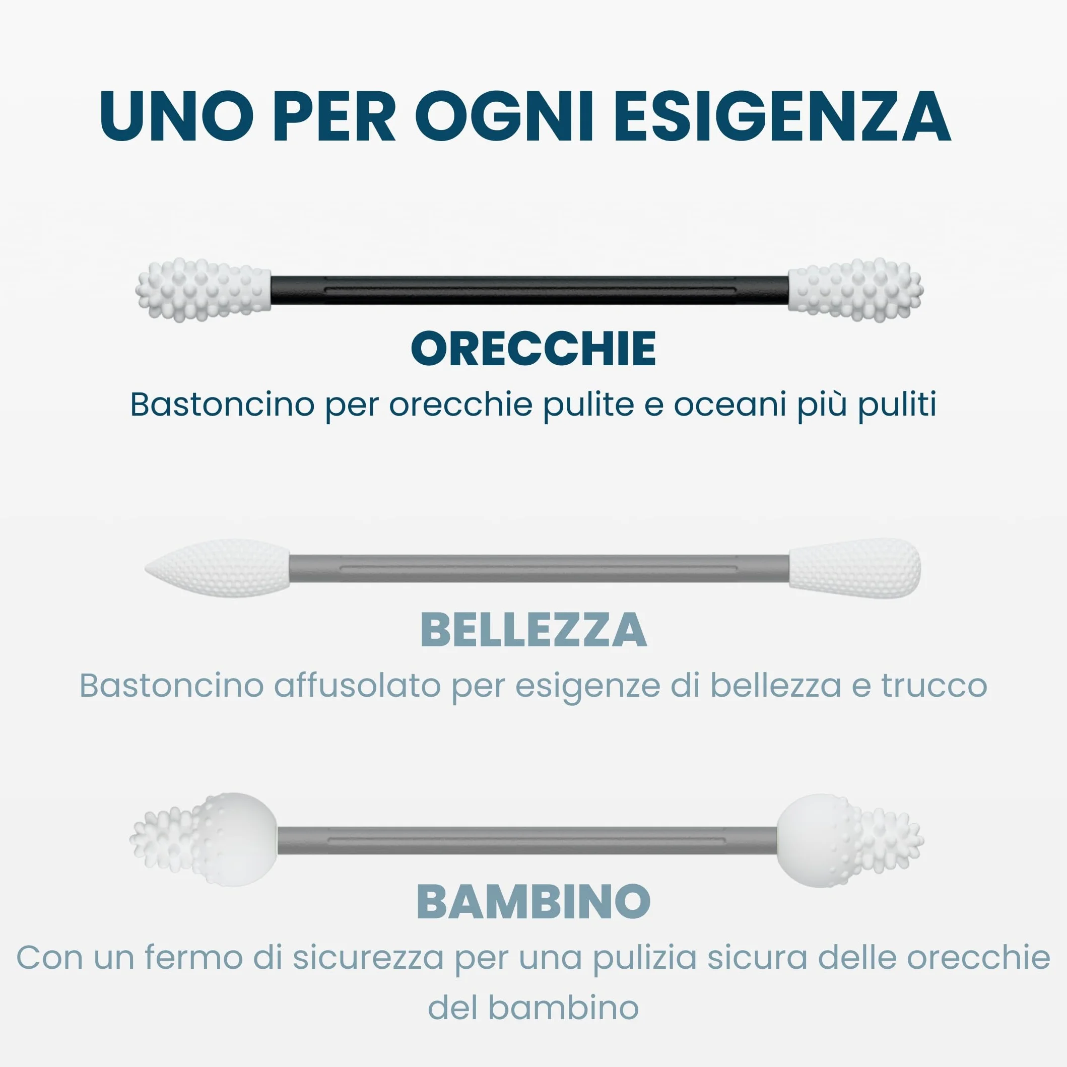 Bastoncini riutilizzabili per la pulizia delle orecchie – Alternativa sostenibile ai bastoncini usa e getta – Facili da pulire – Con custodia da viaggio - Nero